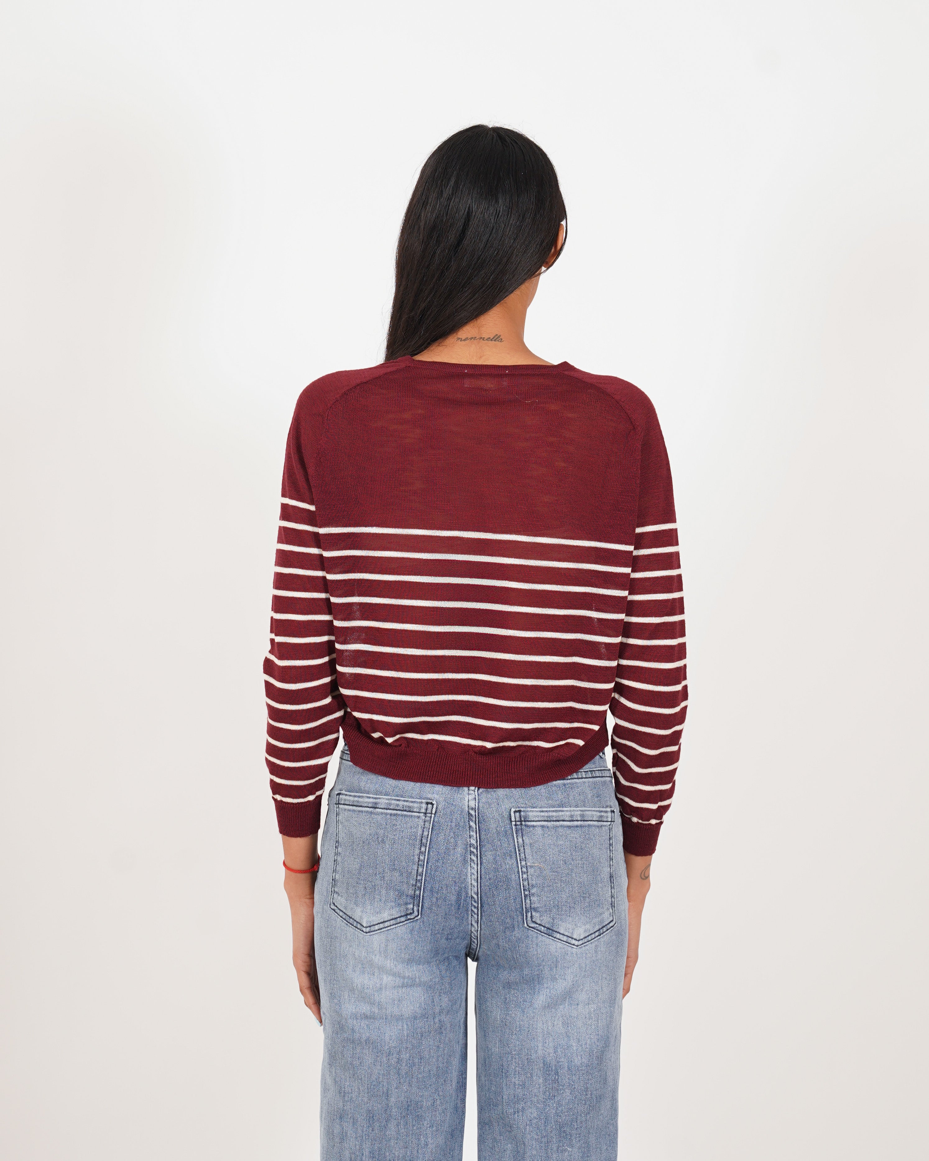 Maglia girocollo rigata in filo - Faraona