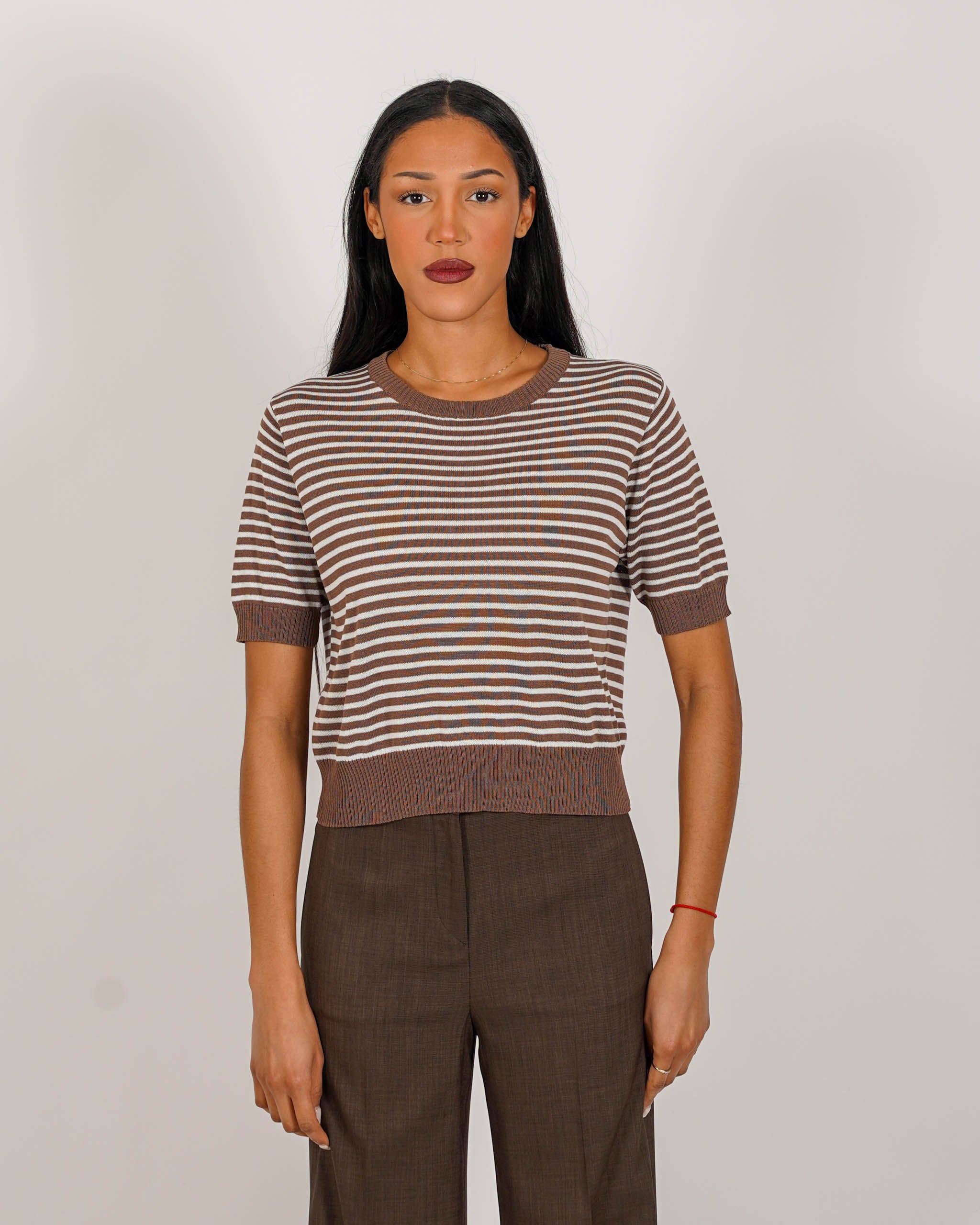 Maglia girocollo a righe in mano viscosa - Fidelia