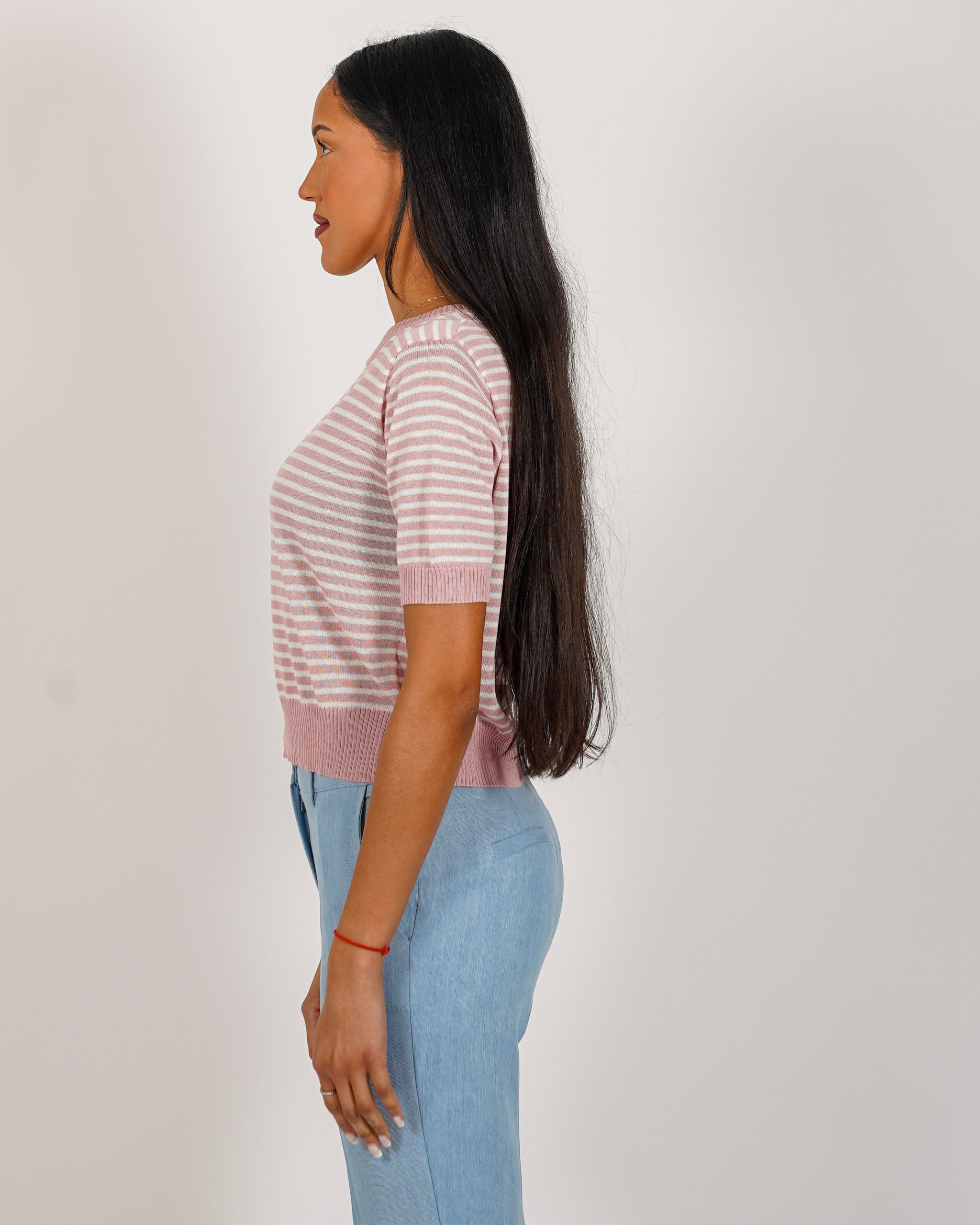 Maglia girocollo a righe in mano viscosa - Fidelia