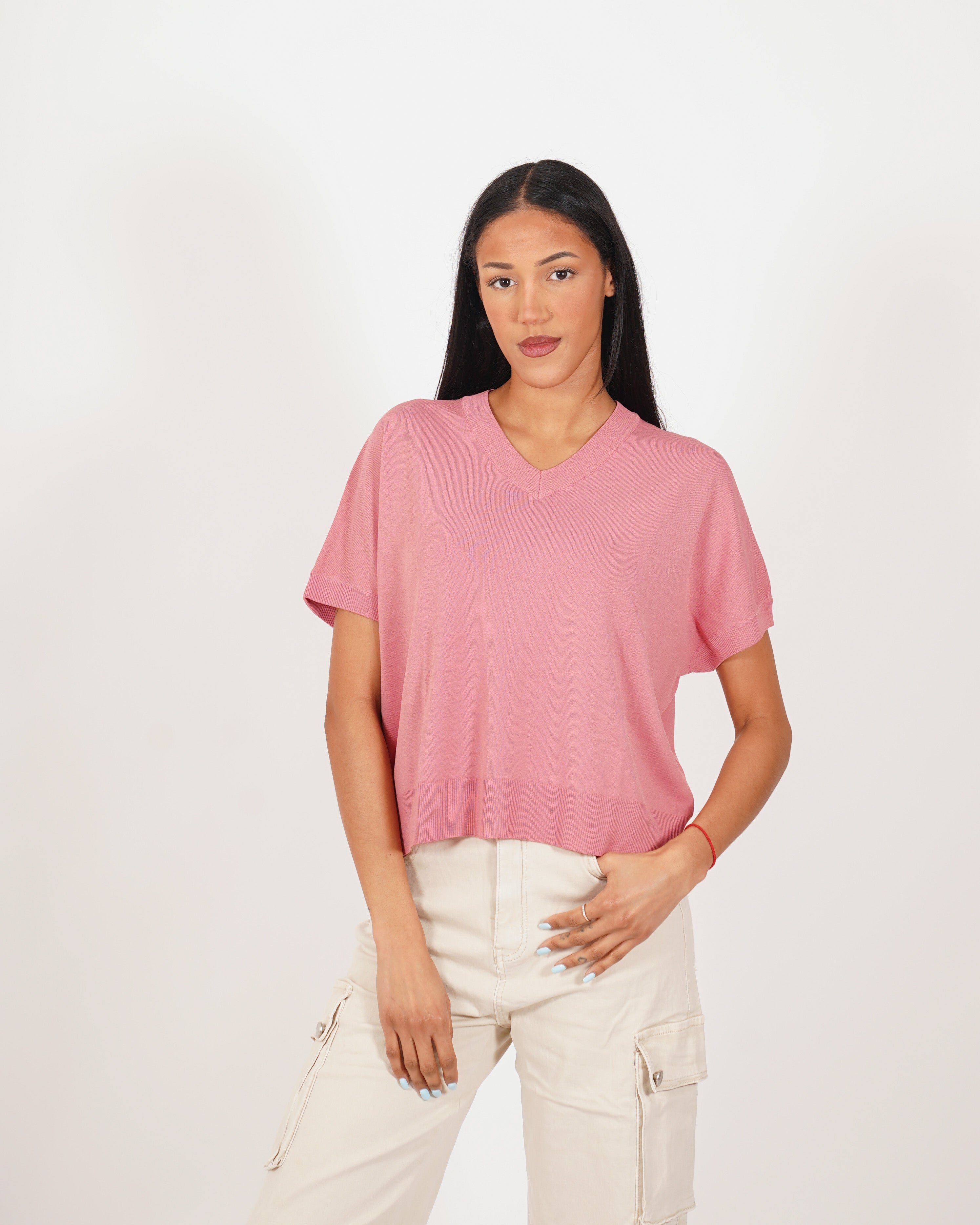 Maglia scollo a v in filo di viscosa- Fervida