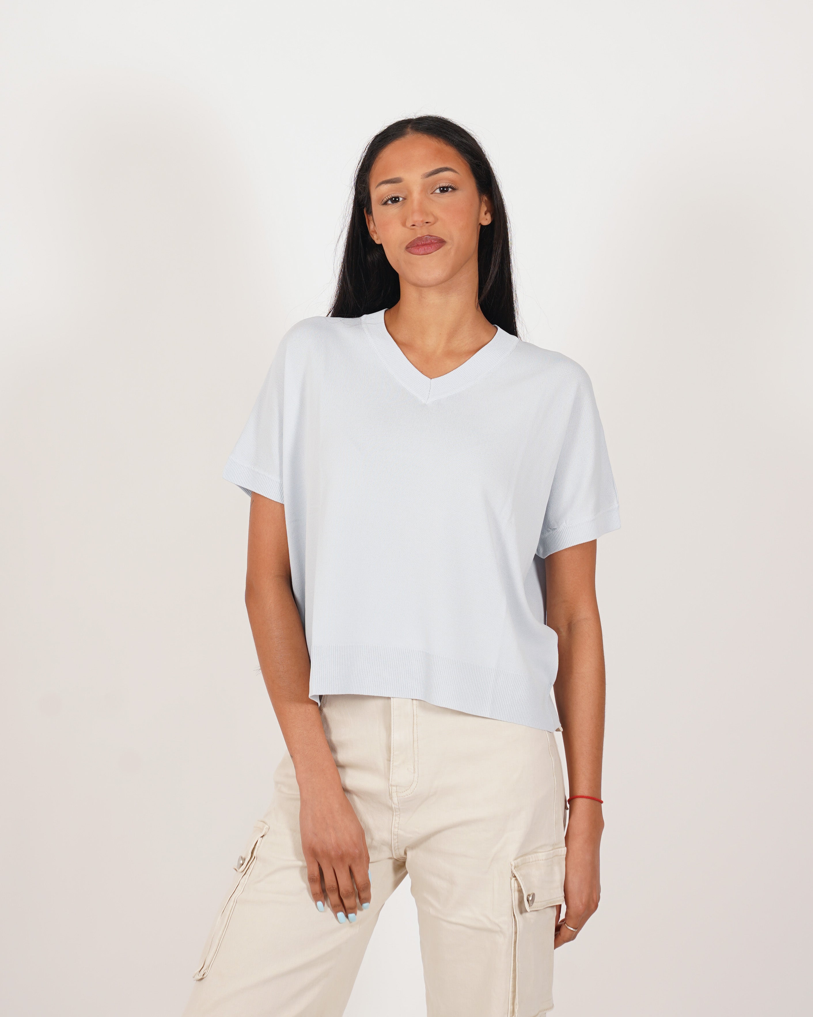 Maglia scollo a v in filo di viscosa- Fervida