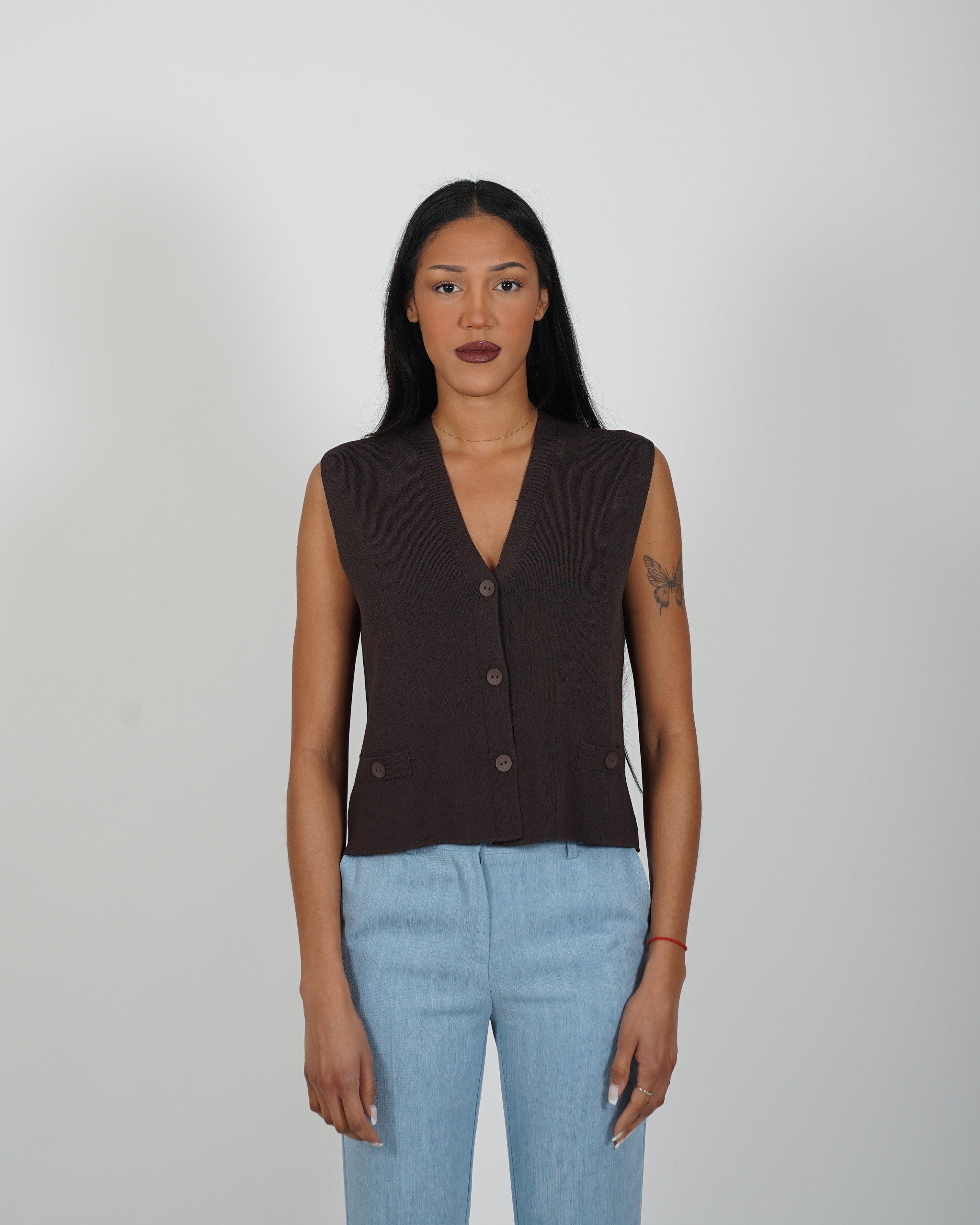 Gilet monopetto in mano viscosa - Macedonia