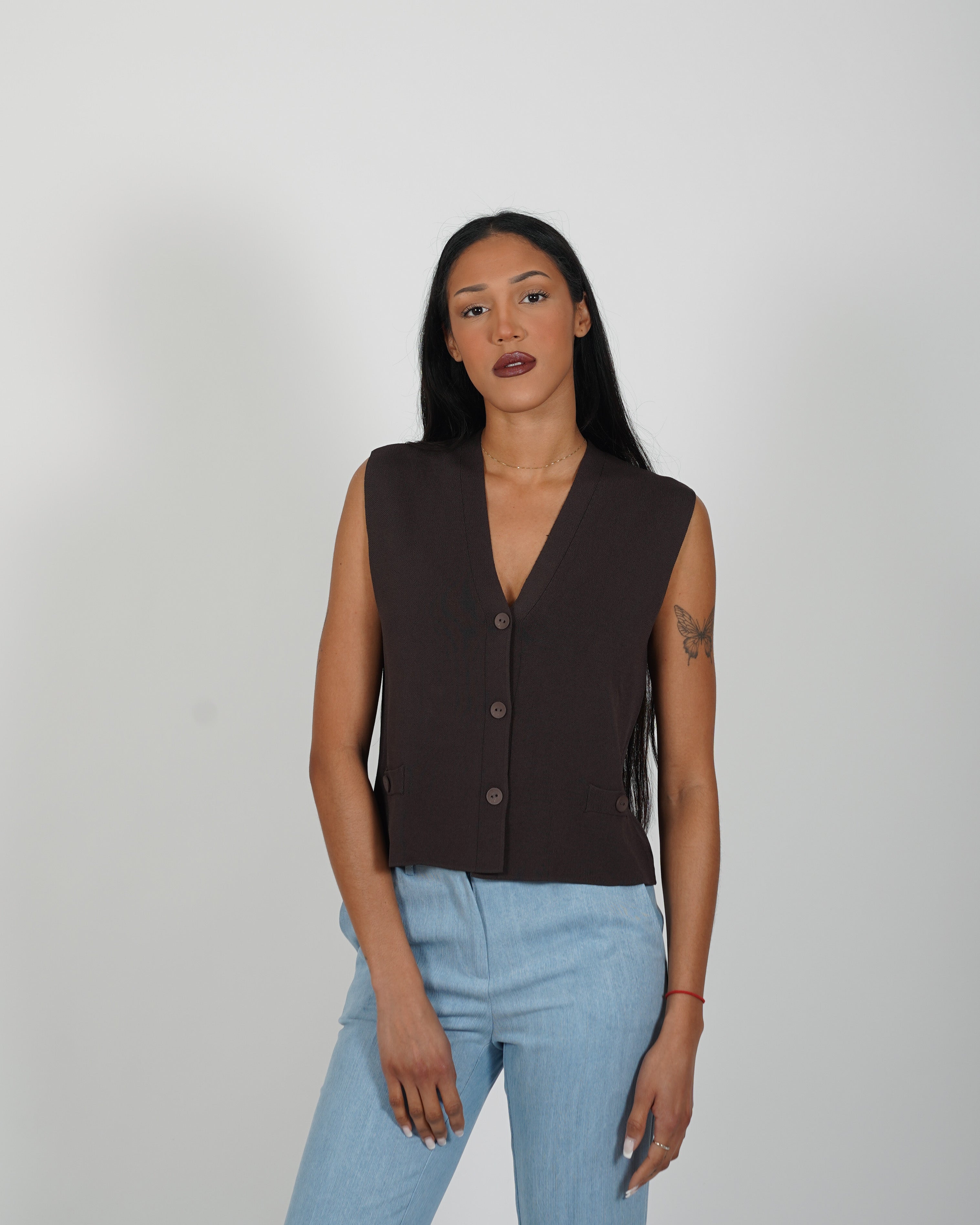 Gilet monopetto in mano viscosa - Macedonia