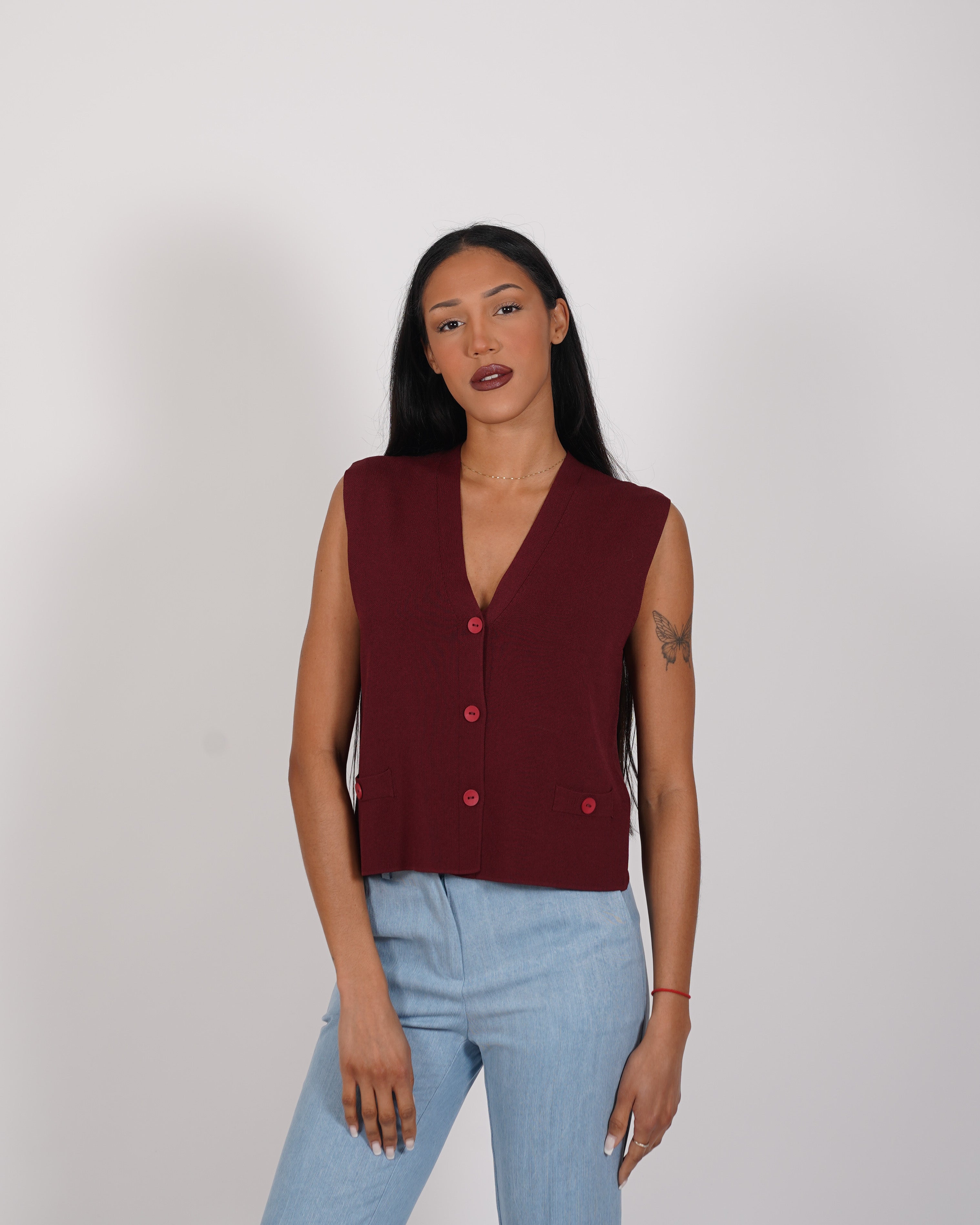 Gilet monopetto in mano viscosa - Macedonia