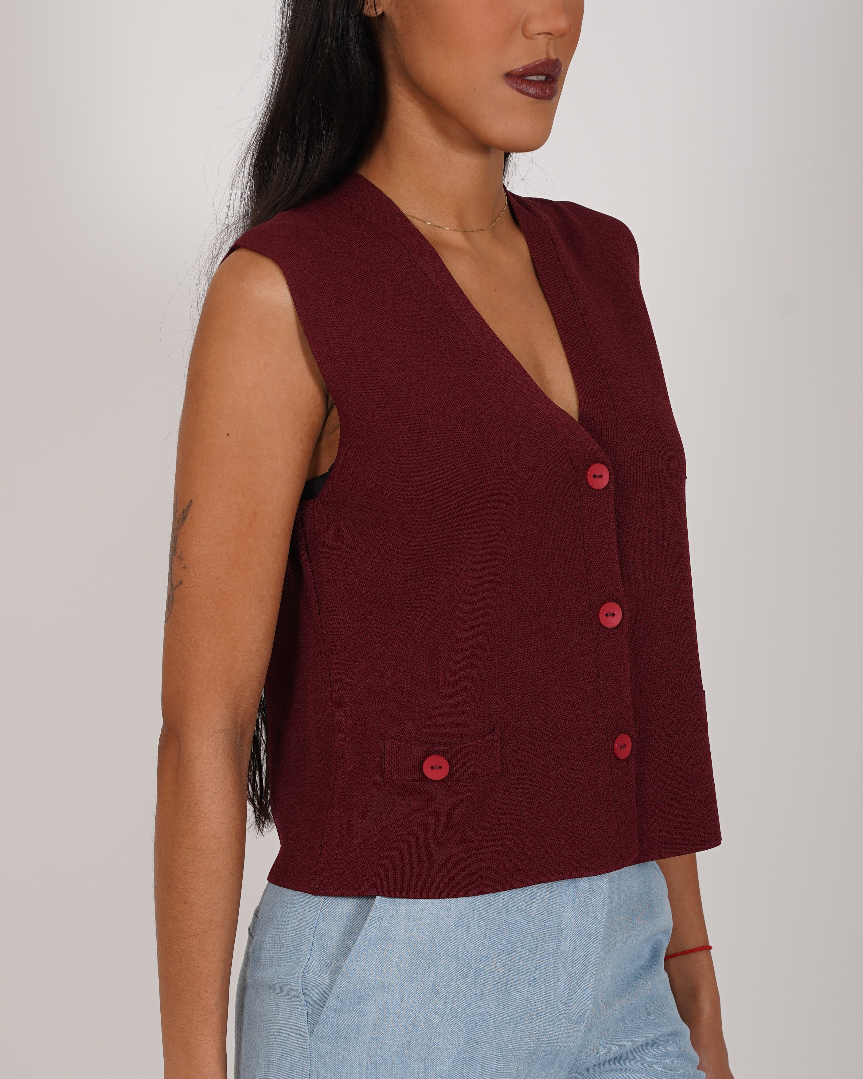 Gilet monopetto in mano viscosa - Macedonia