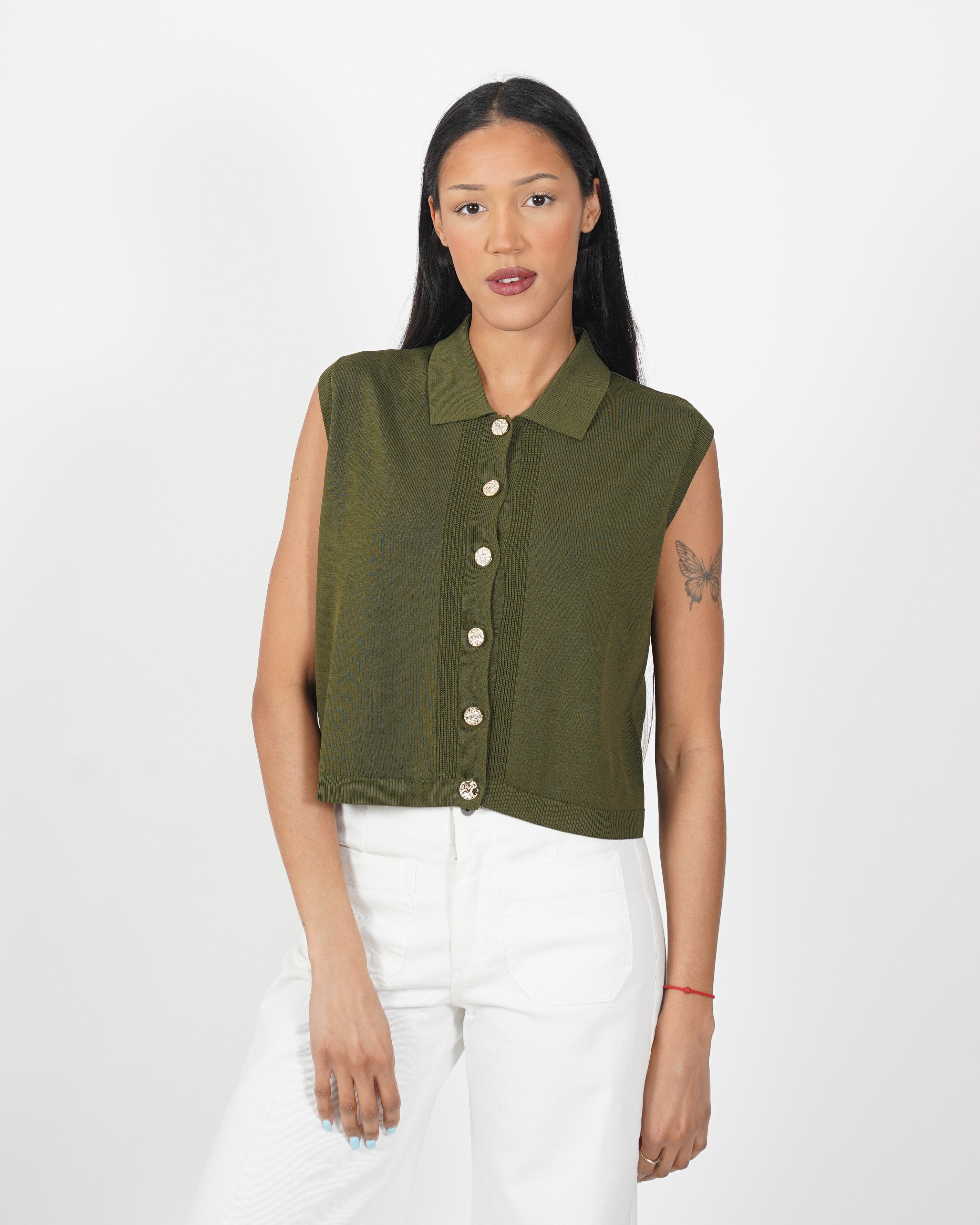 Gilet con bottoni oro in mano viscosa - Maggiorana