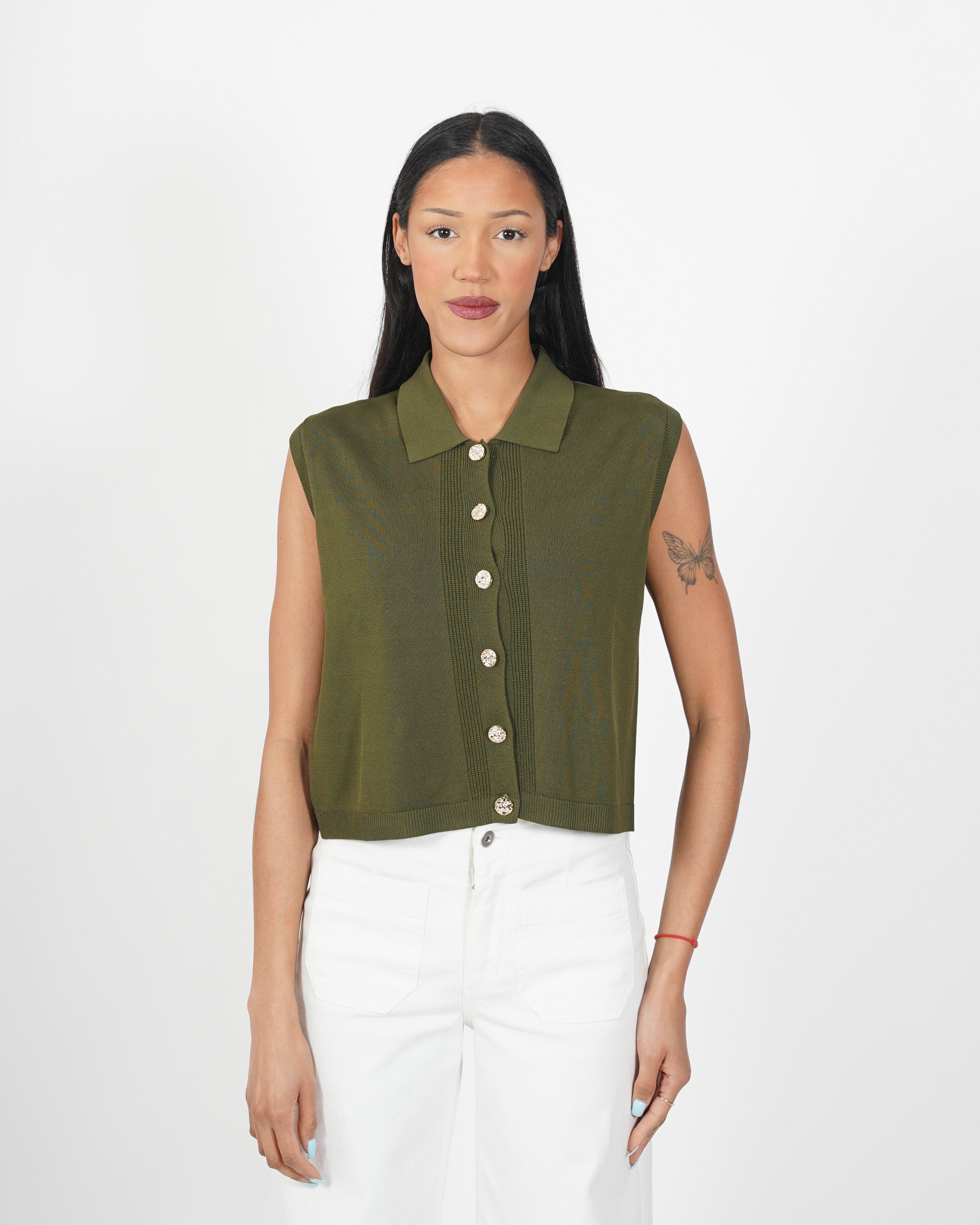 Gilet con bottoni oro in mano viscosa - Maggiorana