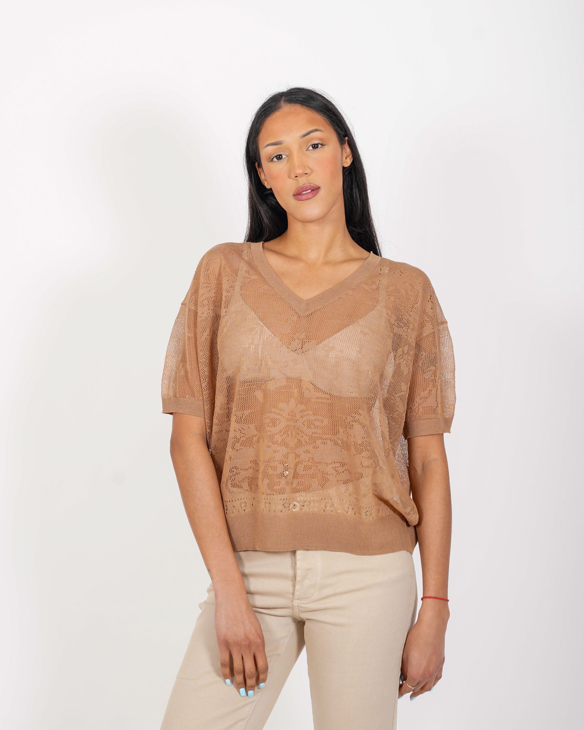 Maglia scollo a v in filo di viscosa- Matrona