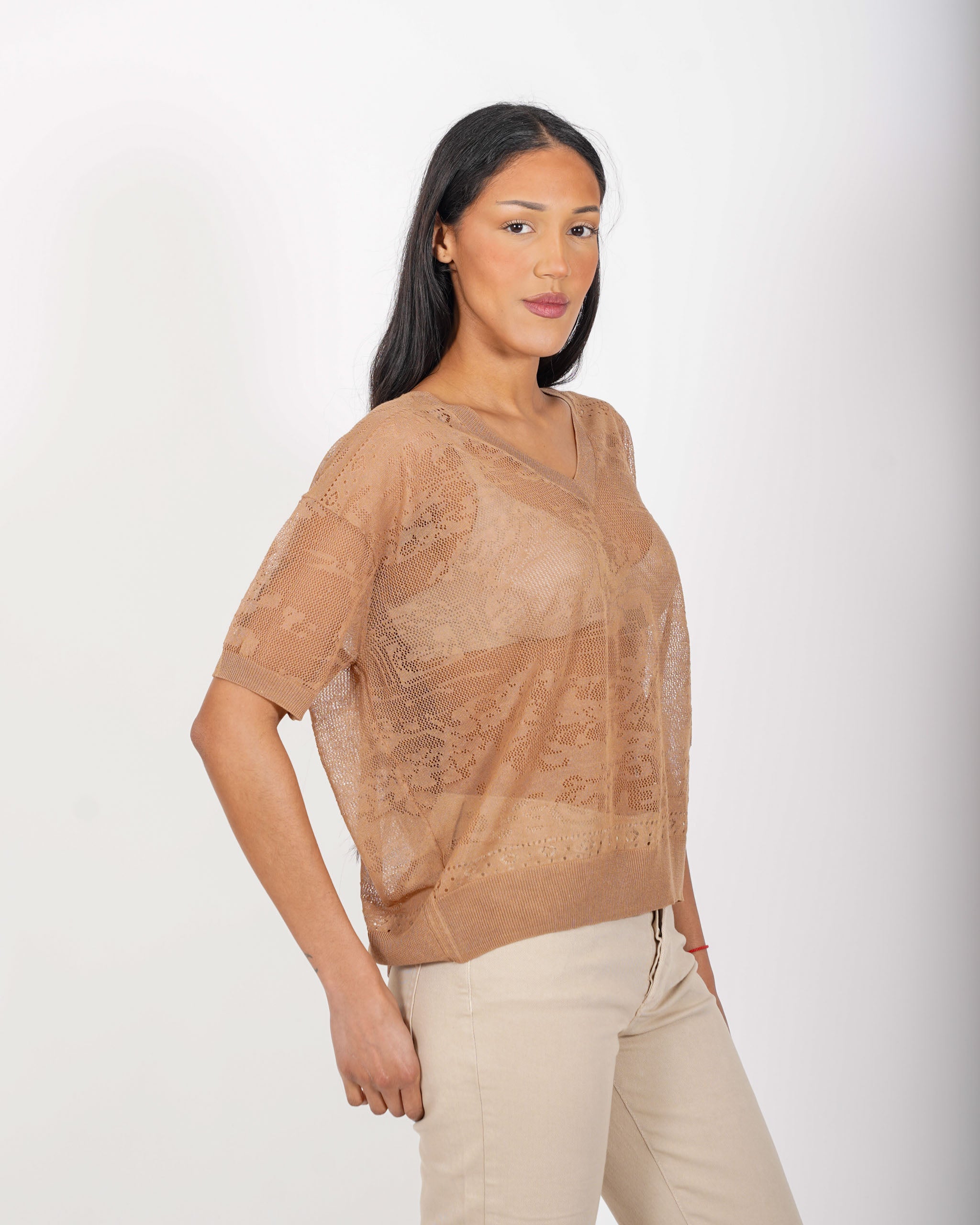 Maglia scollo a v in filo di viscosa- Matrona