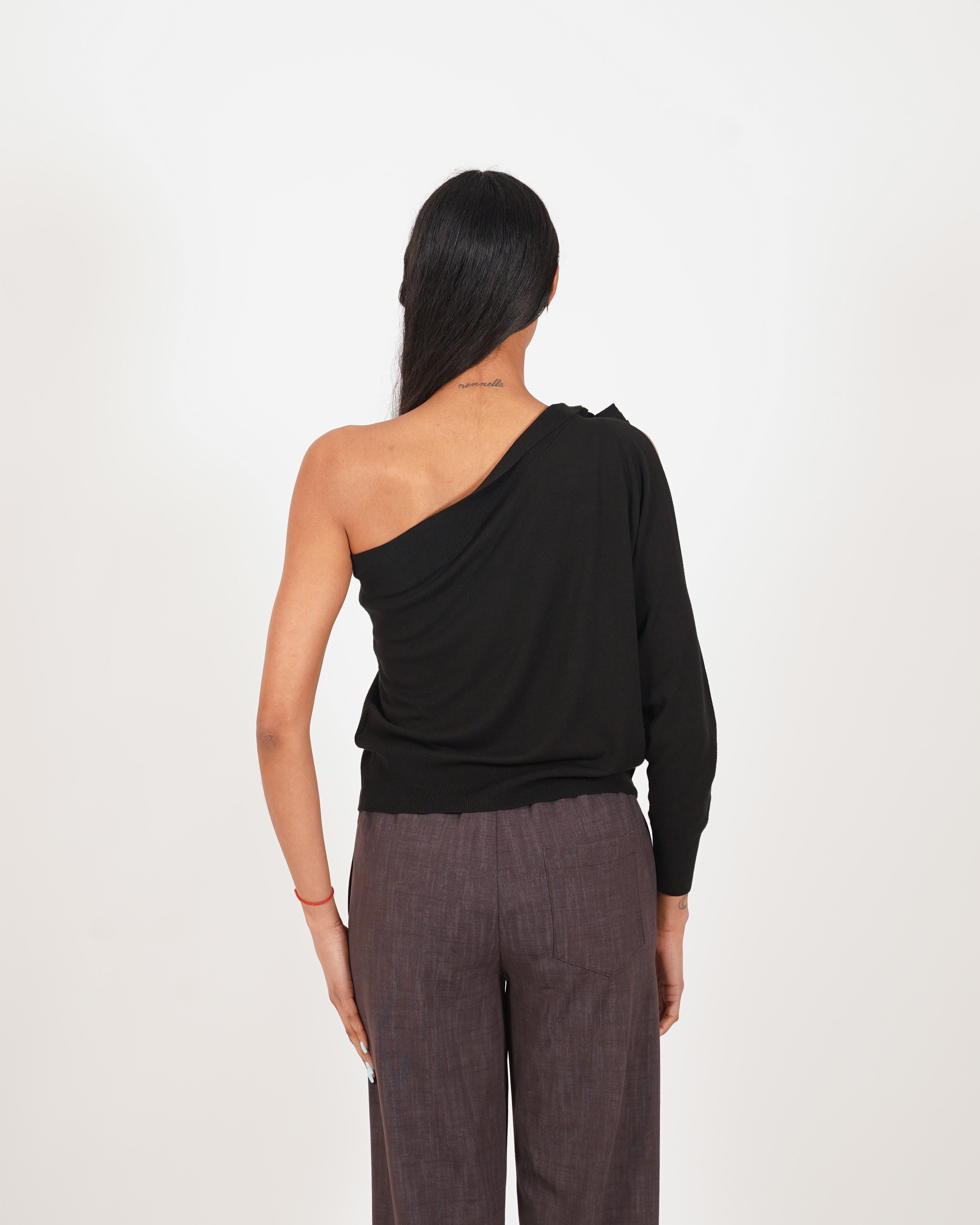 Maglia monospalla con fiocco in mano viscosa - Medarda