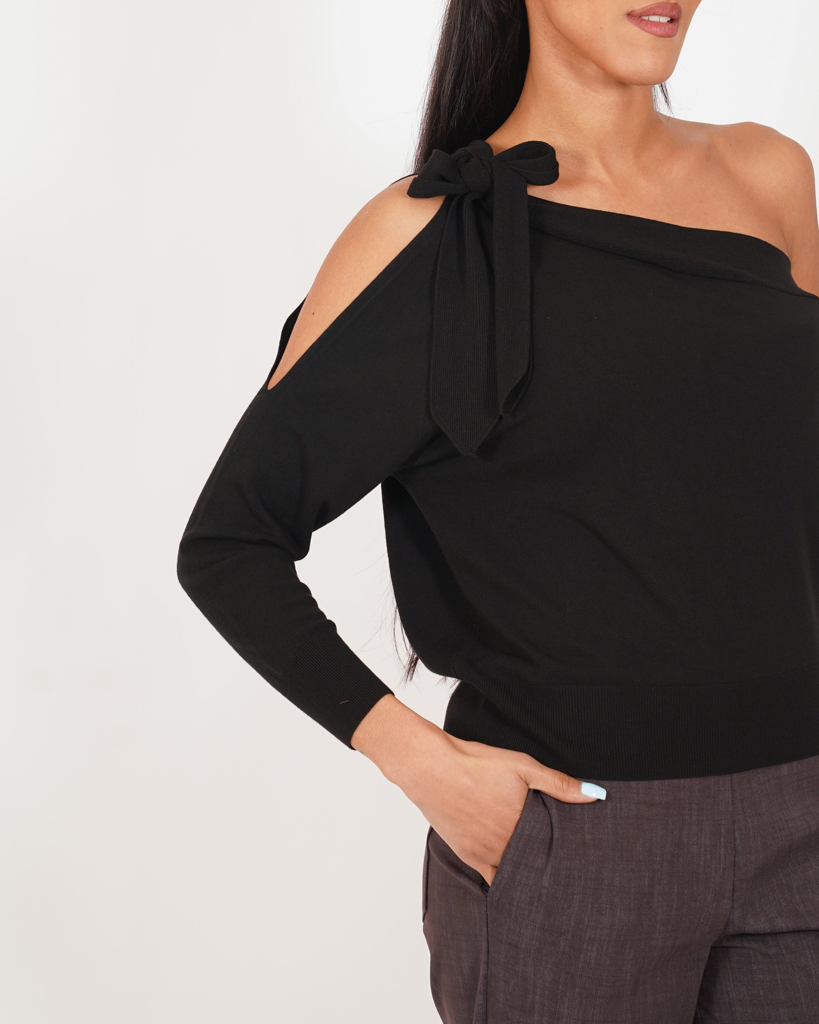 Maglia monospalla con fiocco in mano viscosa - Medarda