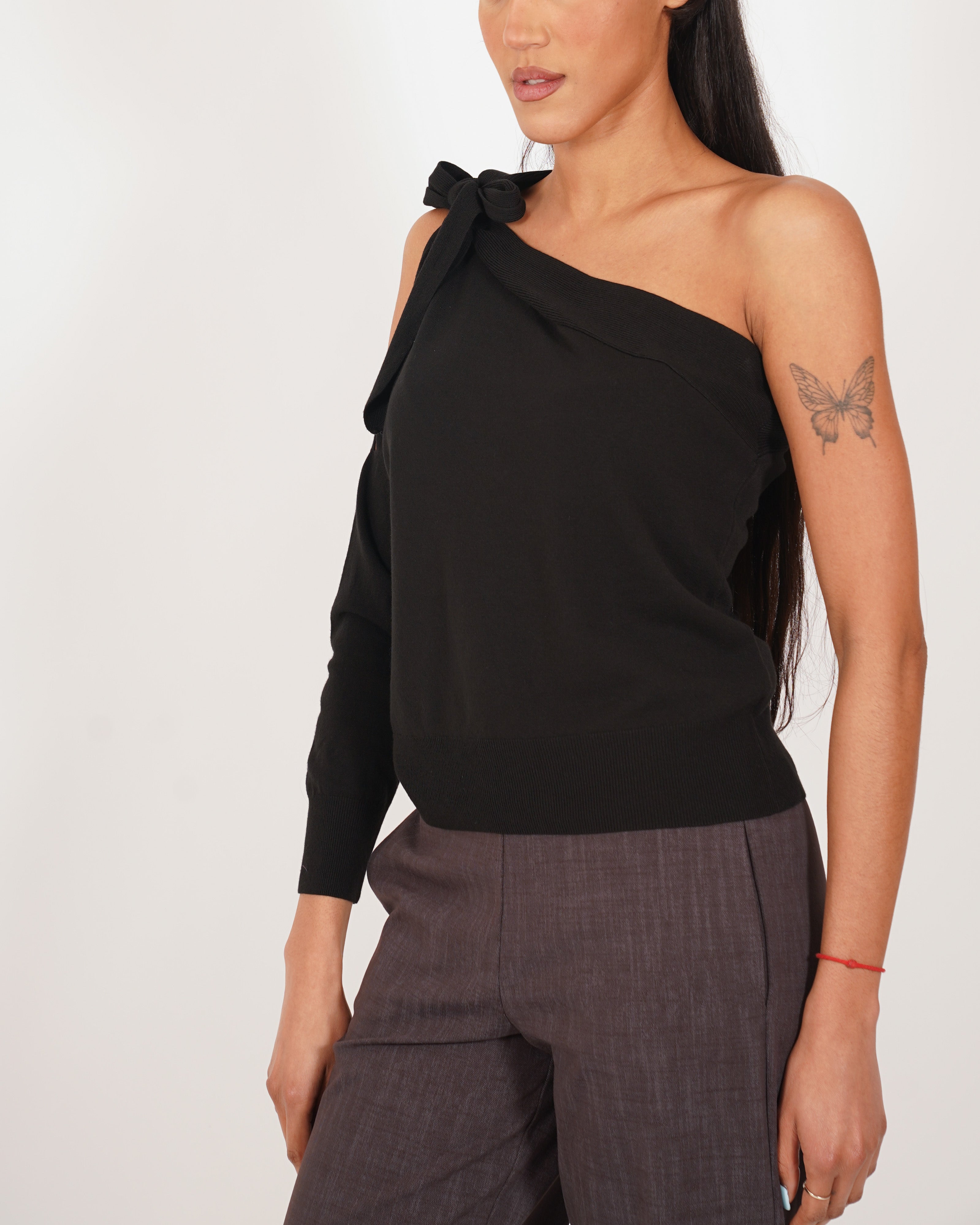 Maglia monospalla con fiocco in mano viscosa - Medarda