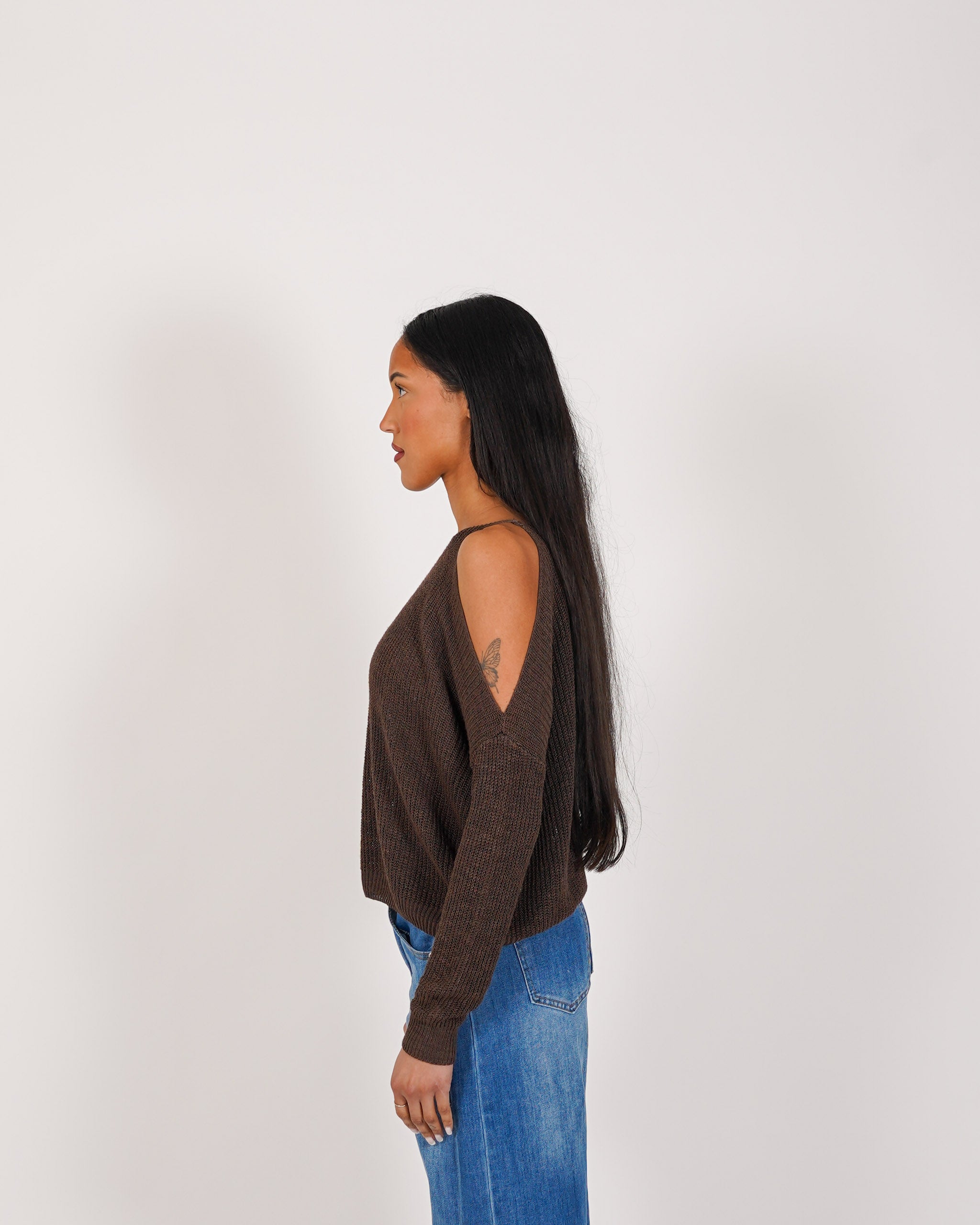 Maglia girocollo con spacco sulle spalle in cotone - Zuleika