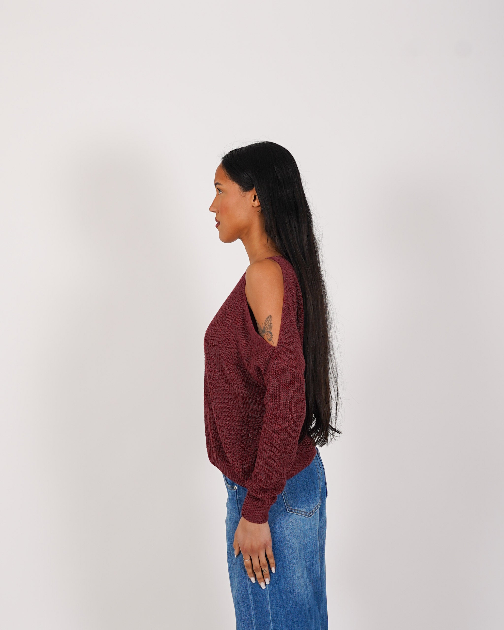 Maglia girocollo con spacco sulle spalle in cotone - Zuleika