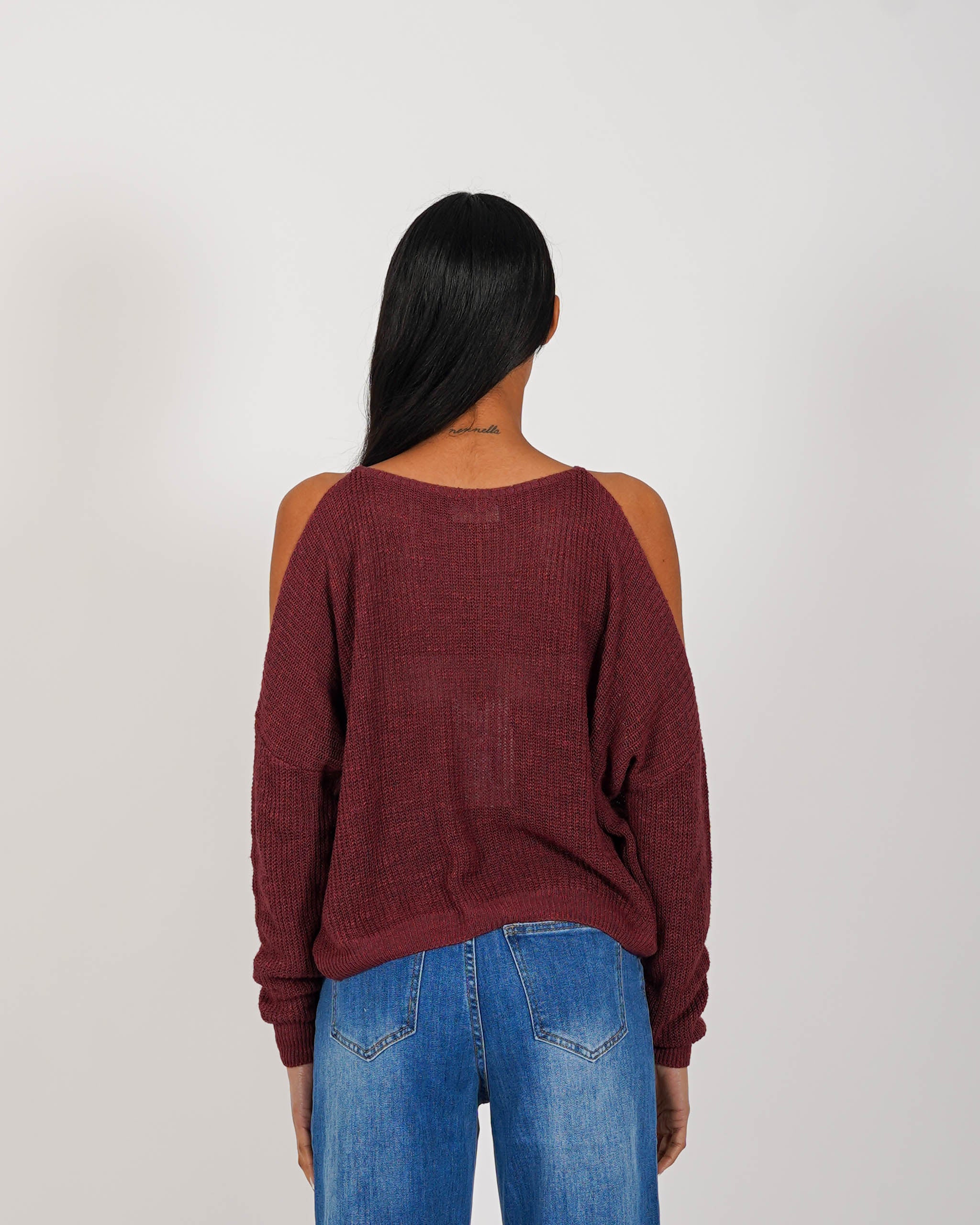 Maglia girocollo con spacco sulle spalle in cotone - Zuleika