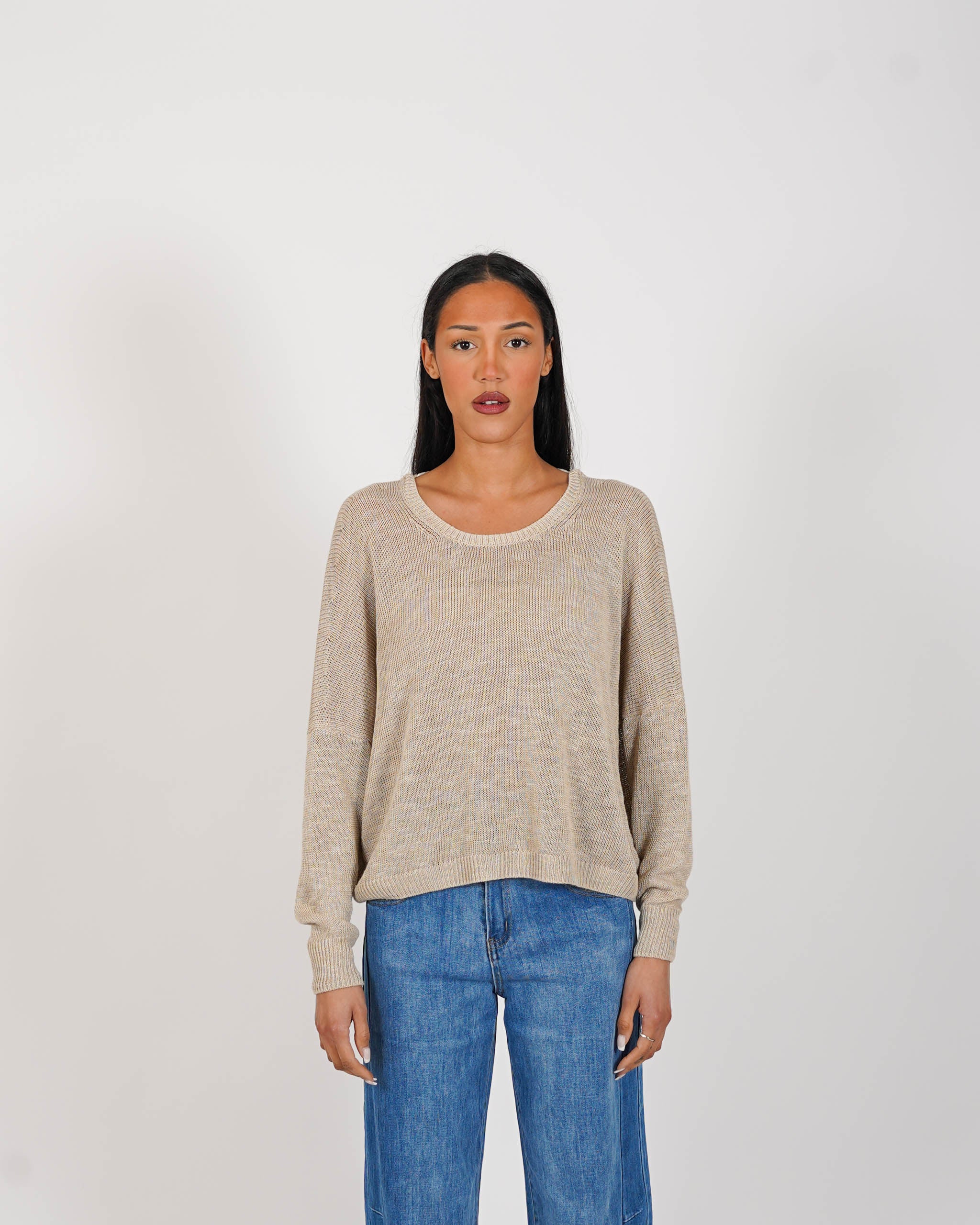 Maglia girocollo con scollo sul retro in cotone - Valchiria