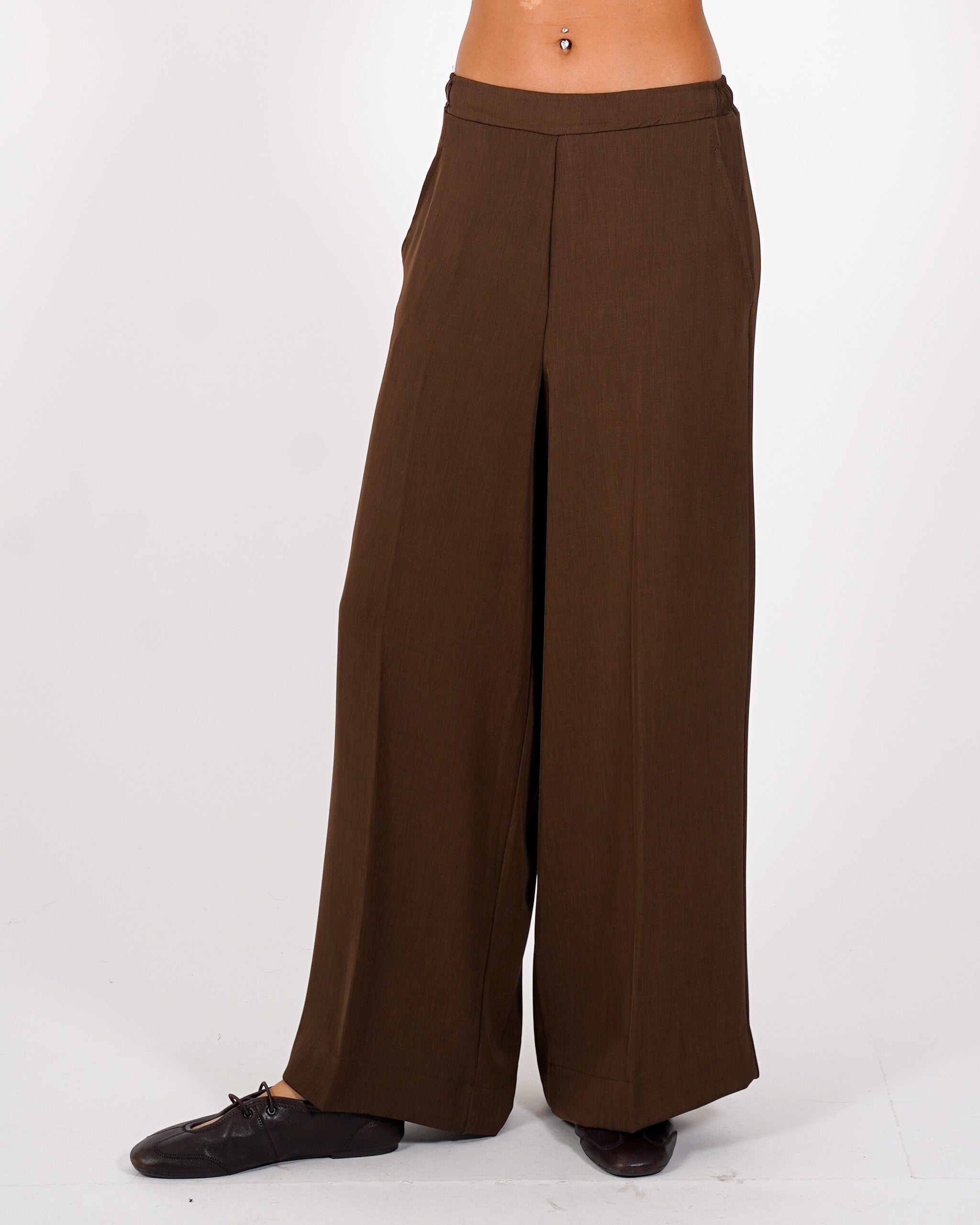 Pantaloni felpa con baschina e gamba larga - Gandolfa