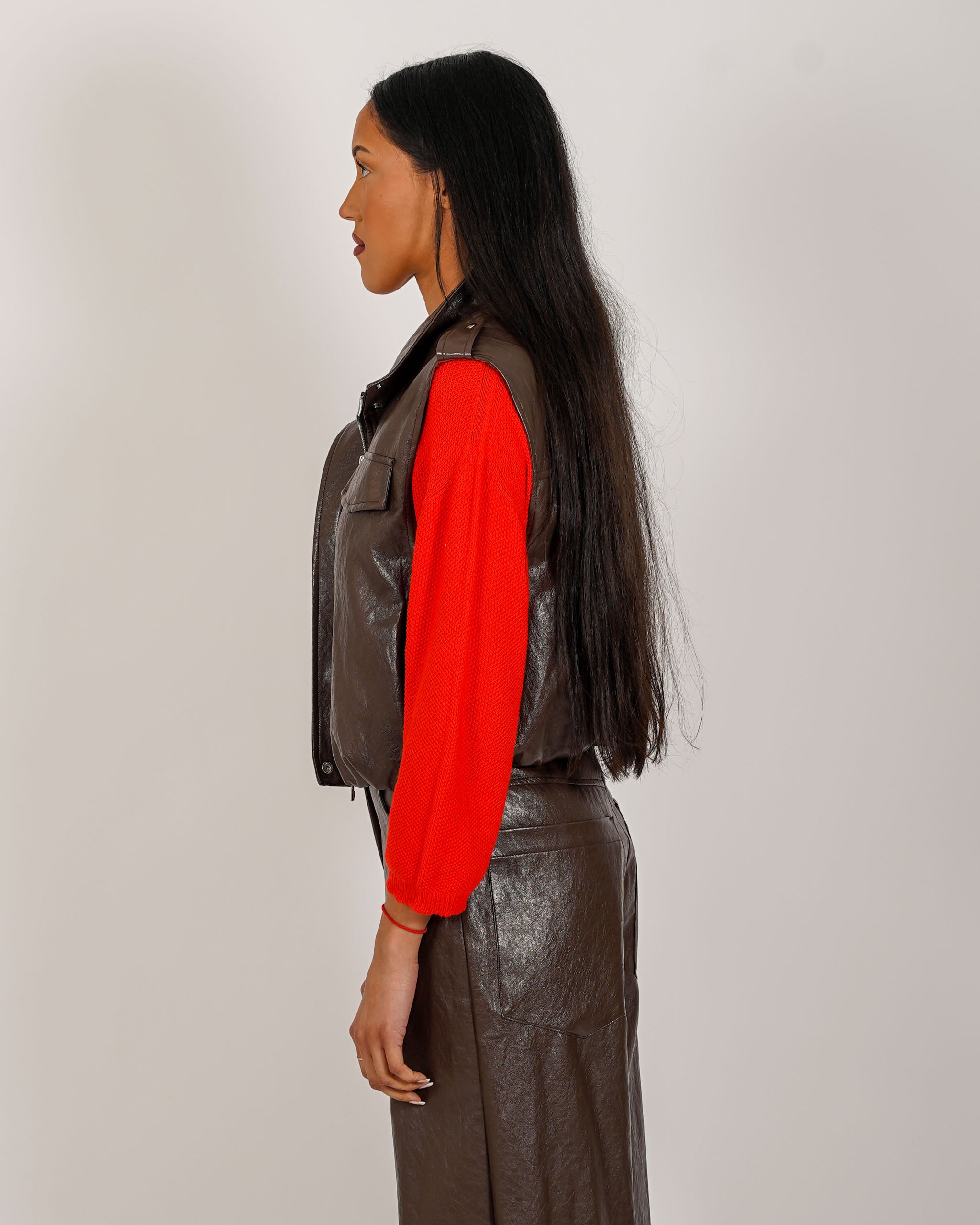 Gilet over in ecopelle stropicciata - Paladina