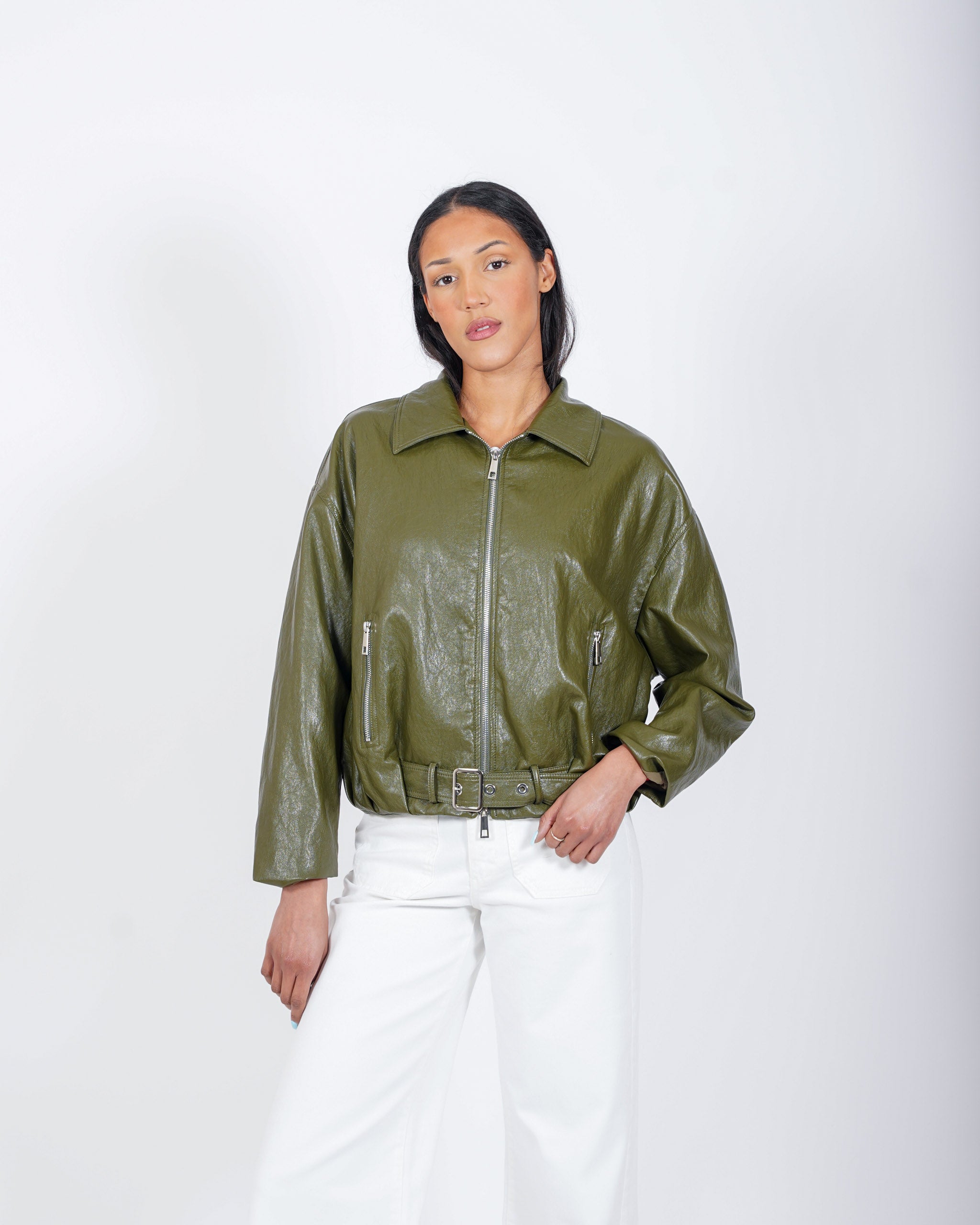 Bomber in ecopelle stropicciata - Palestina