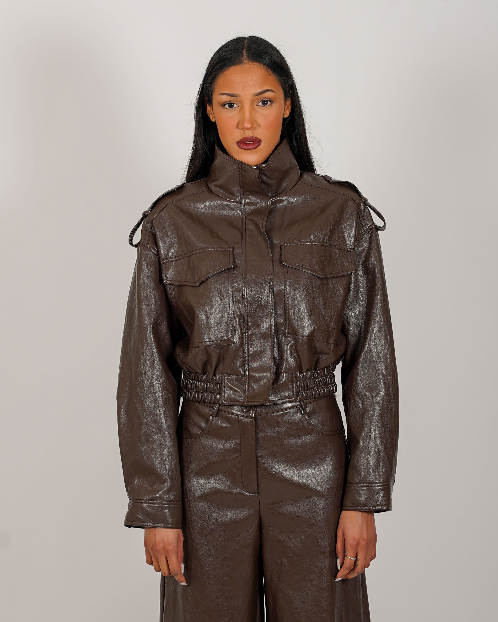 Bomber in ecopelle stropicciata - Pandolfa