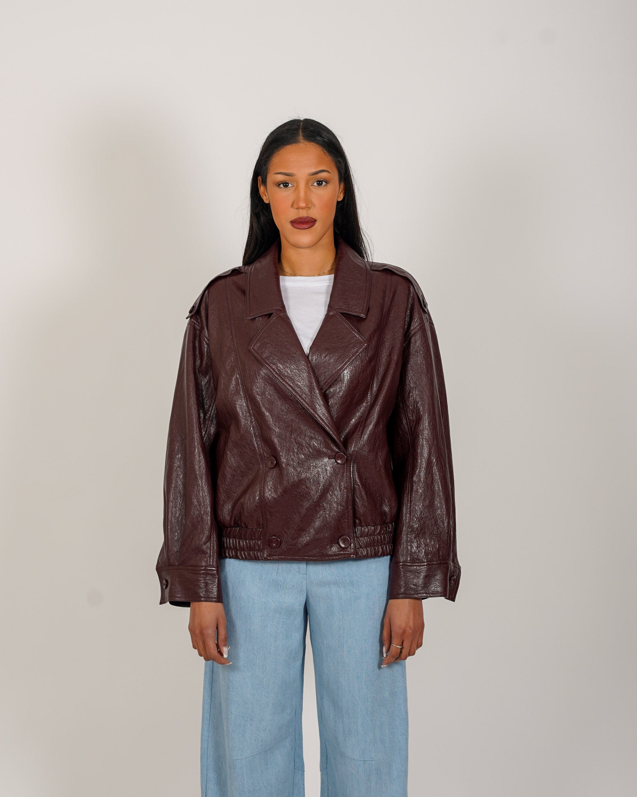 Bomber over in ecopelle stropicciata - Panfila