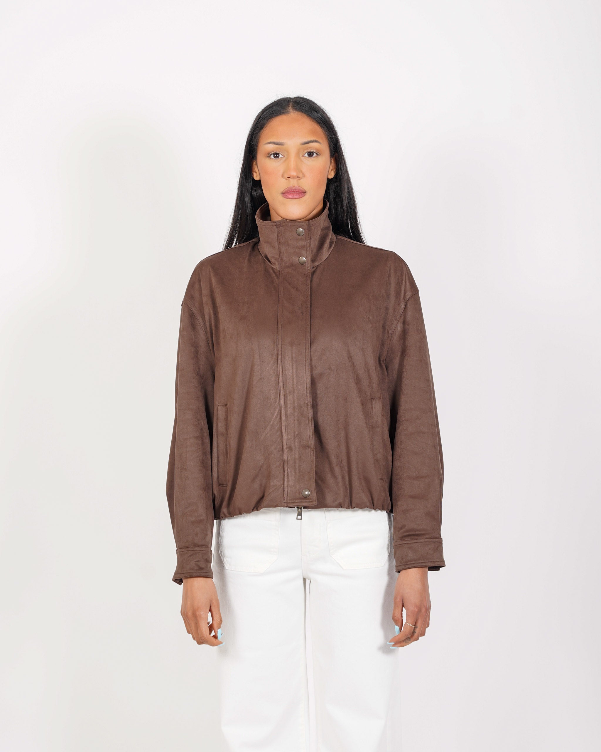 Bomber over collo alto in ecocamoscio - Paradisa