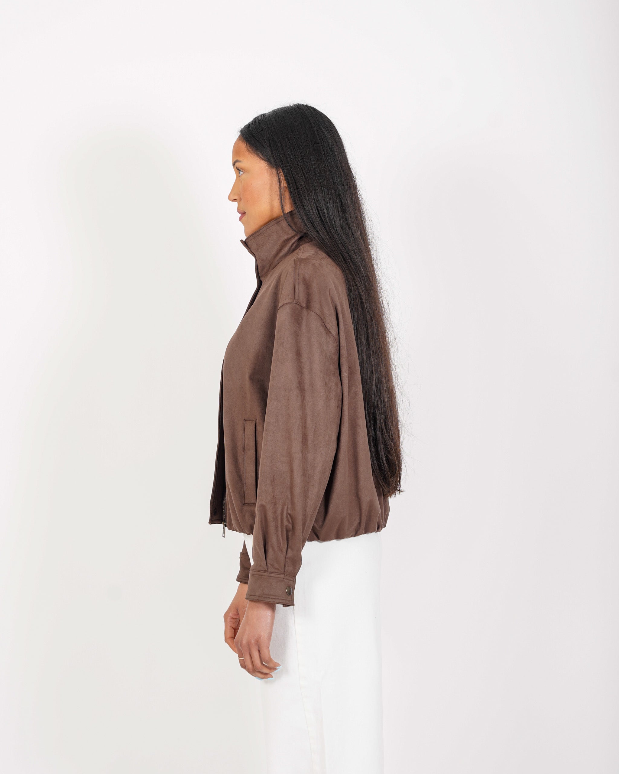 Bomber over collo alto in ecocamoscio - Paradisa