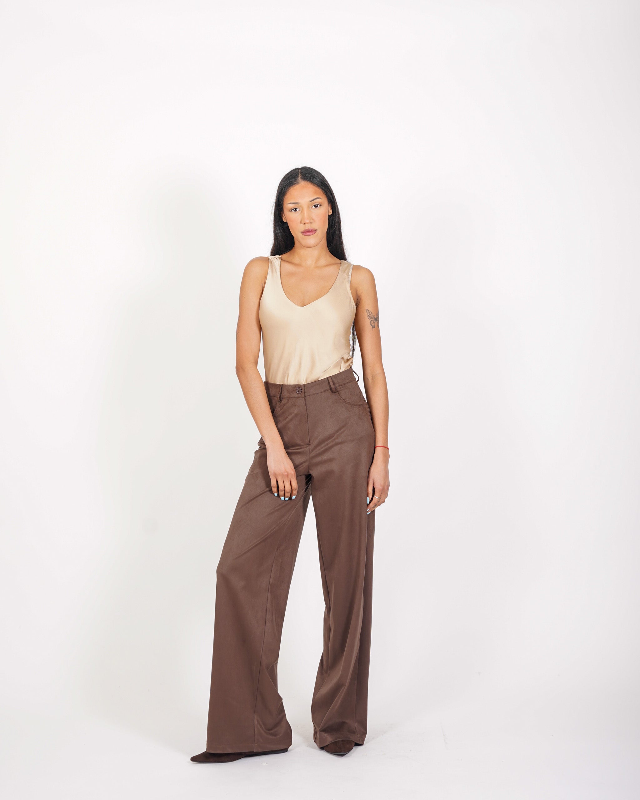 Pantaloni regular in ecocamoscio - Monotona