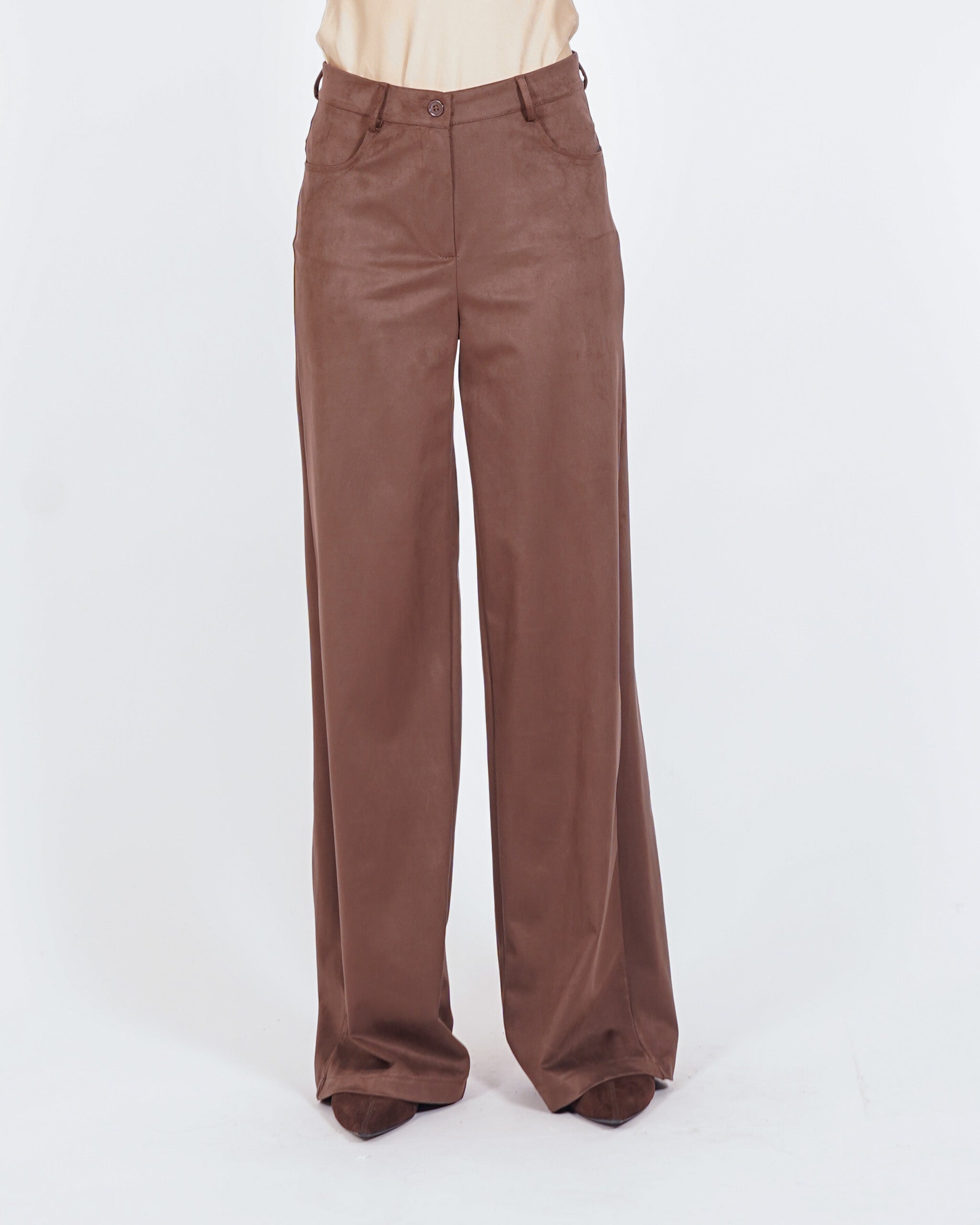 Pantaloni regular in ecocamoscio - Monotona