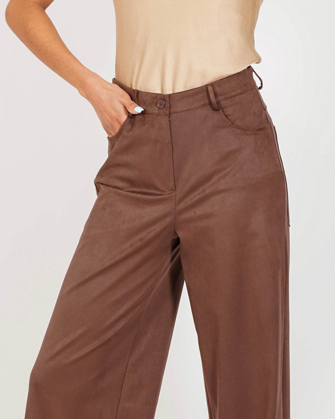 Pantaloni regular in ecocamoscio - Monotona