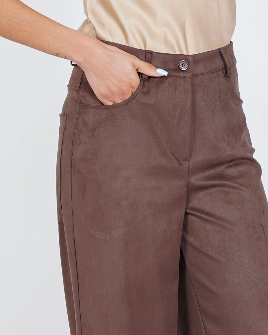 Pantaloni regular in ecocamoscio - Monotona