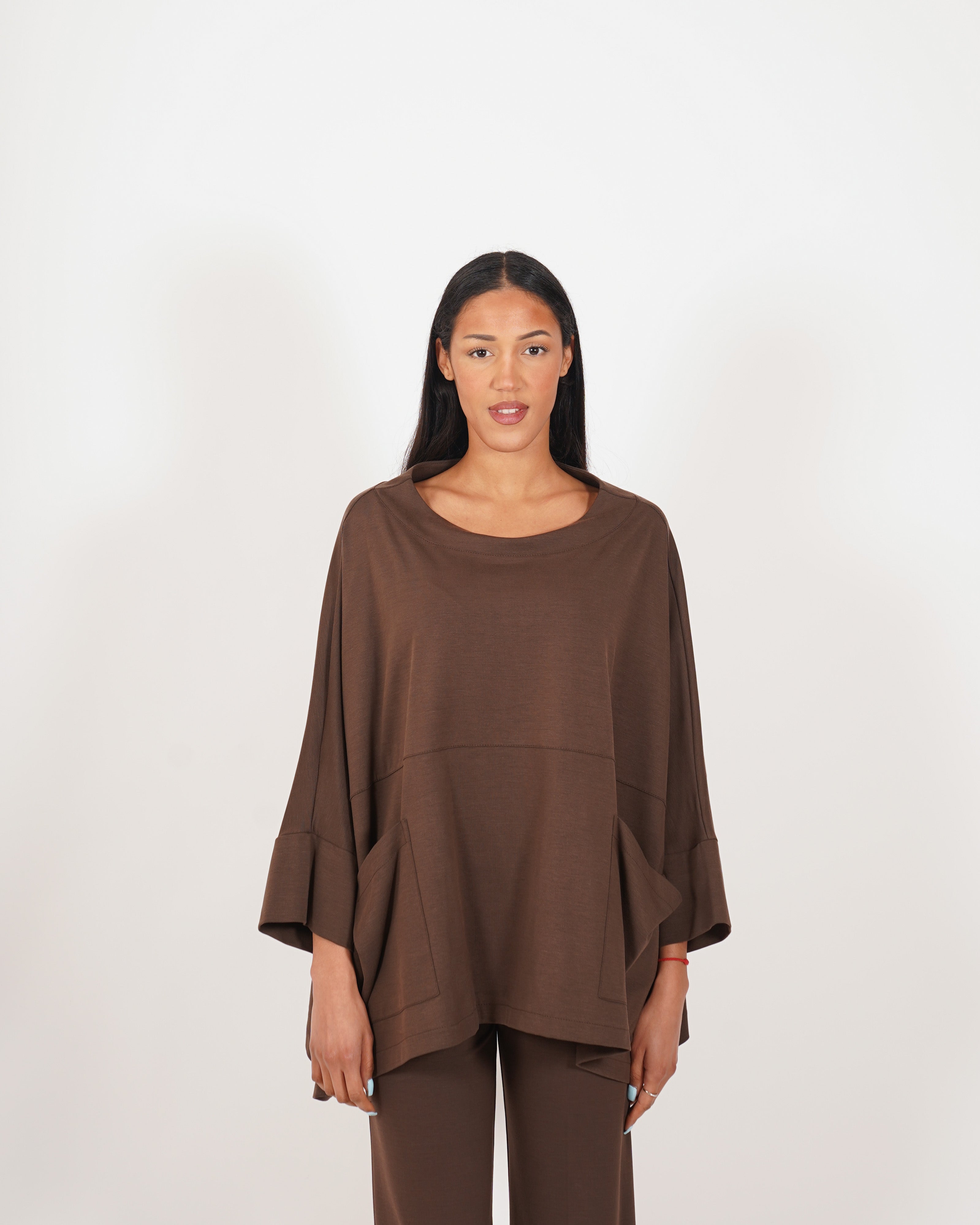 Maglia over con spacco sul retro in cotone - Tizzana