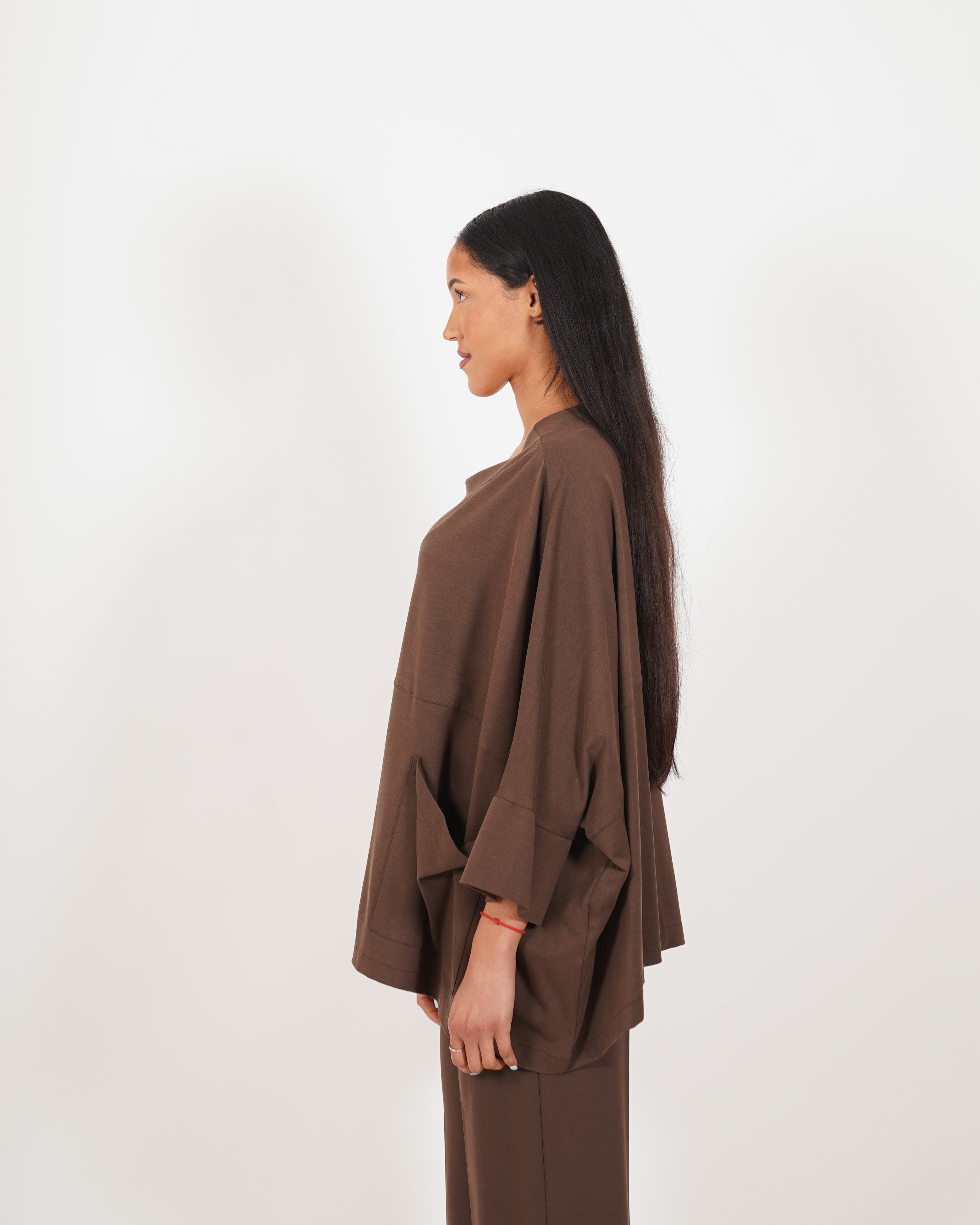 Maglia over con spacco sul retro in cotone - Tizzana