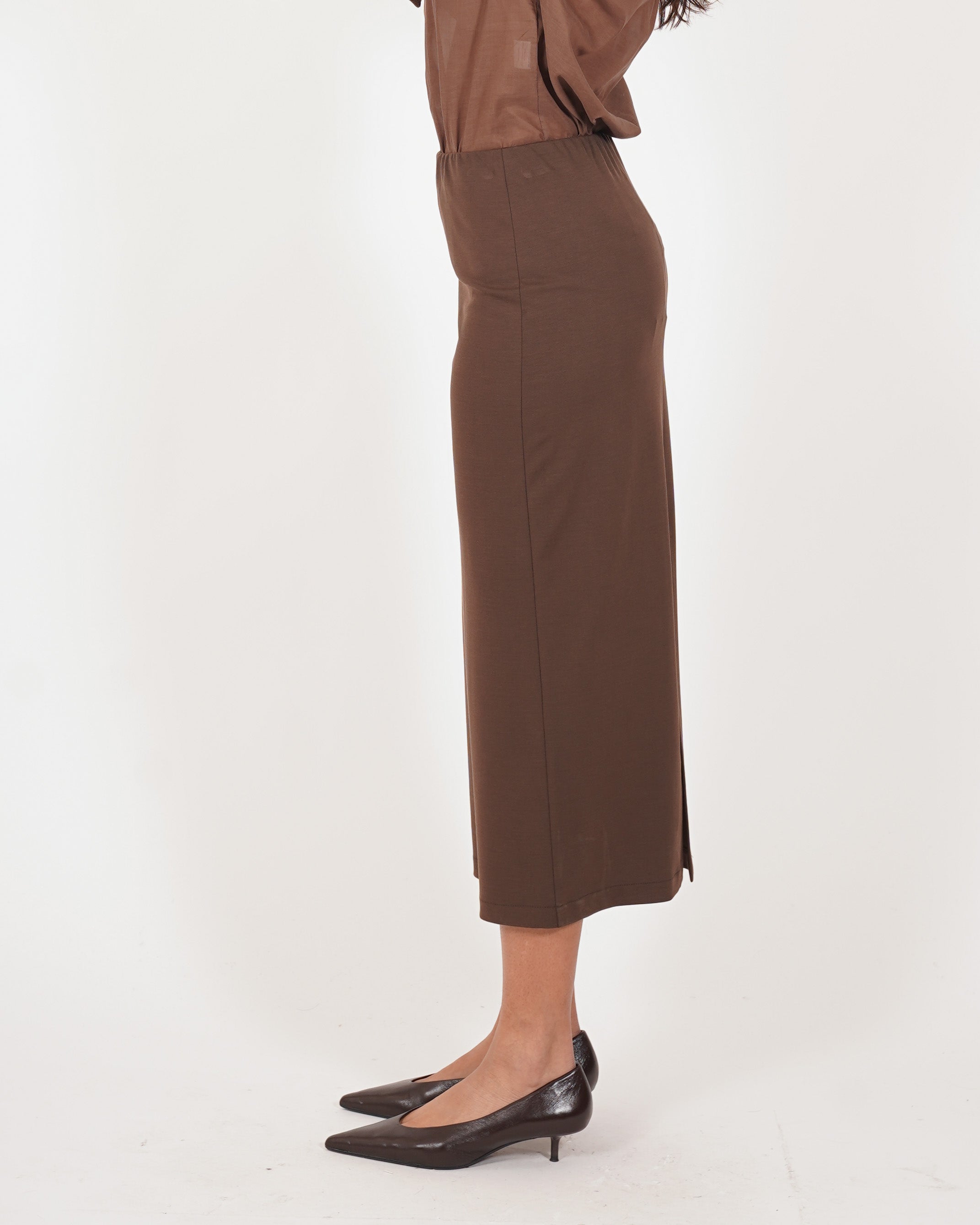 Gonna longuette con spacco in viscosa - Toscanella