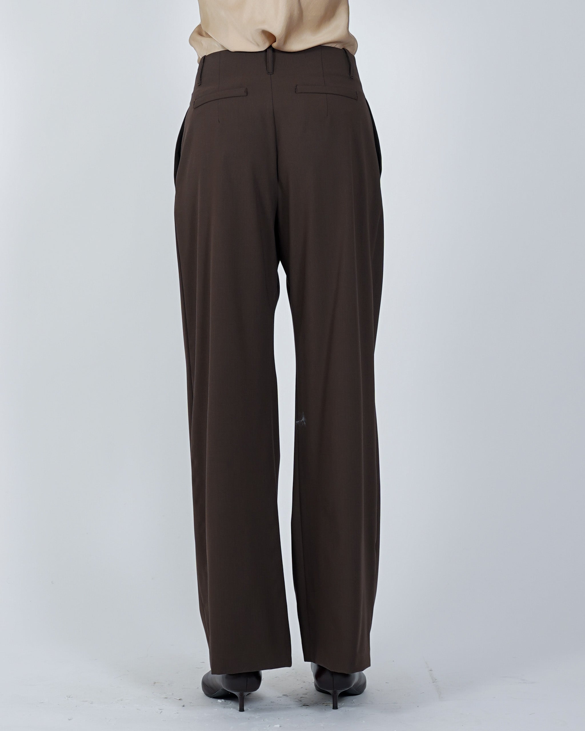 Pantaloni vita alta con pence vestibilità regular in gabardina stretch - Agostina