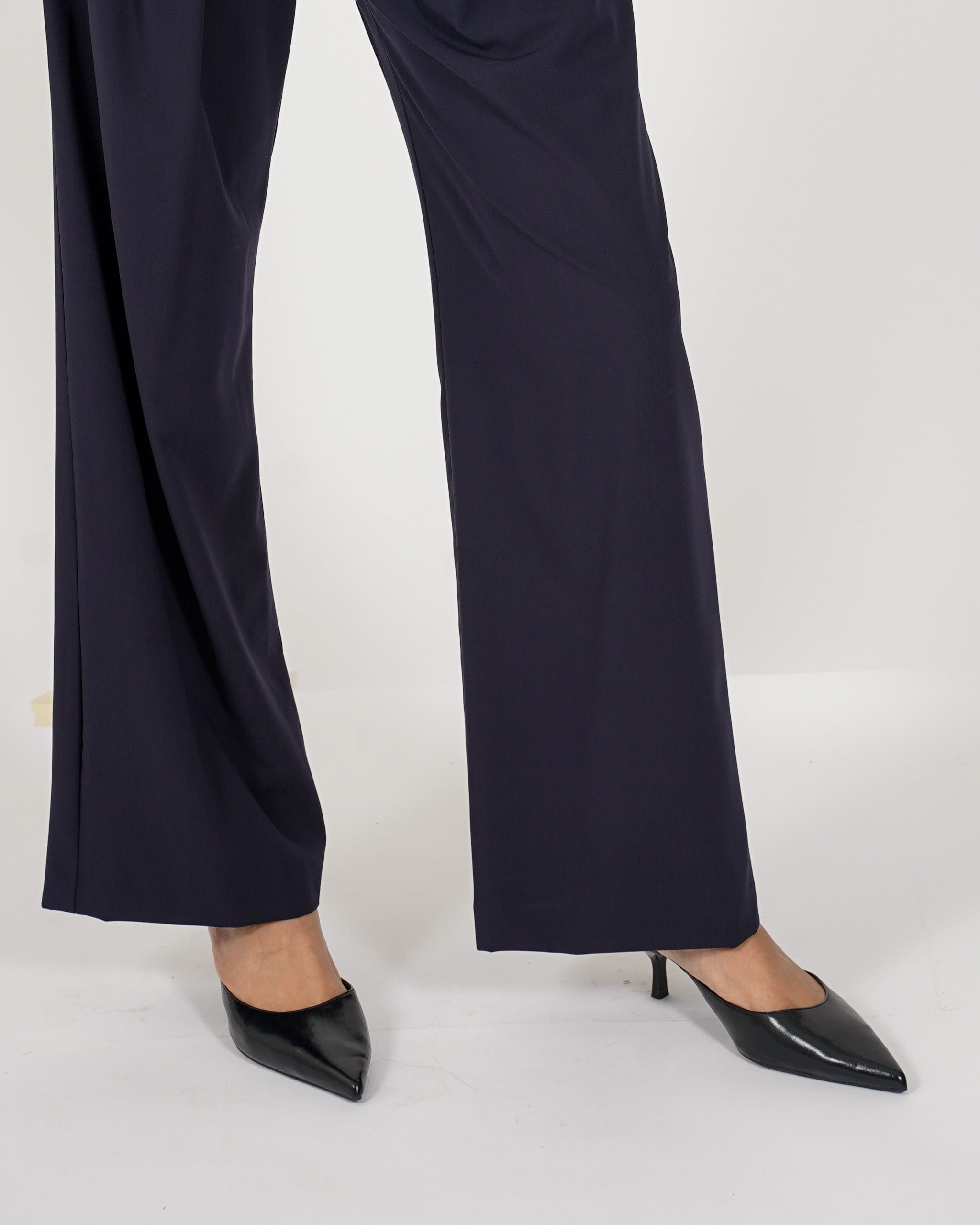 Pantaloni vita alta con pence vestibilità regular in gabardina stretch - Agostina