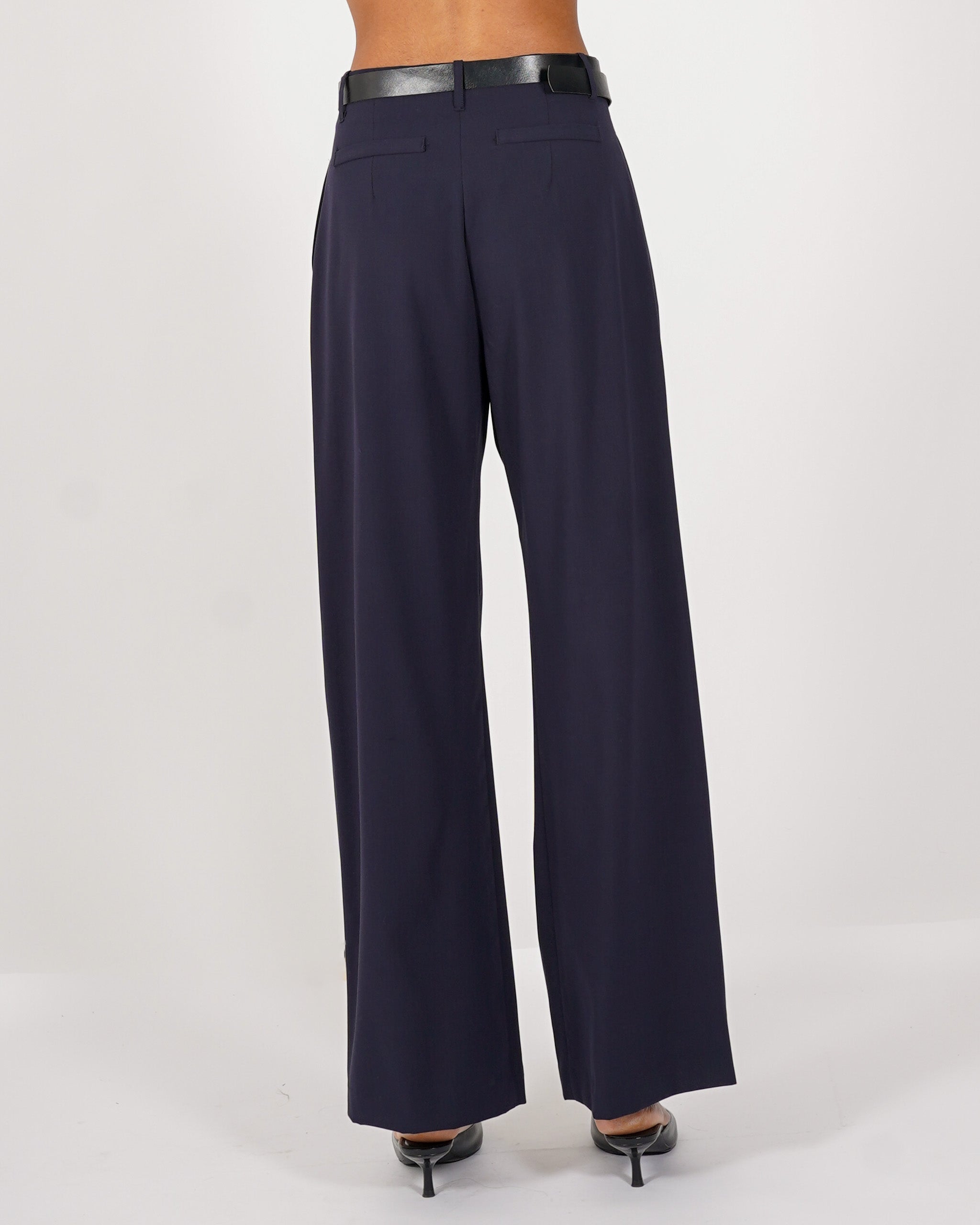 Pantaloni vita alta con pence vestibilità regular in gabardina stretch - Agostina