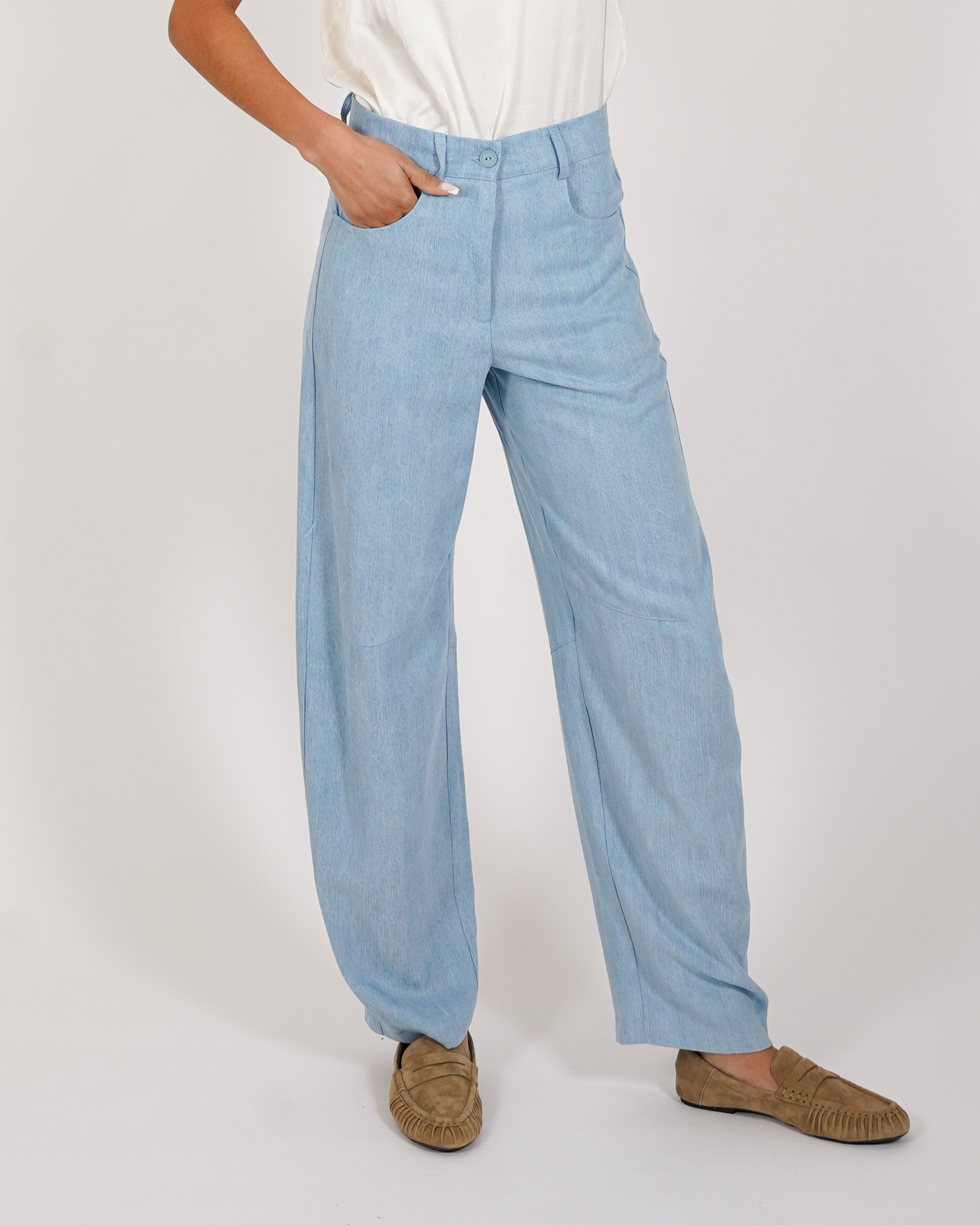 Jeans balloon fit in tessuto chambray - Limata