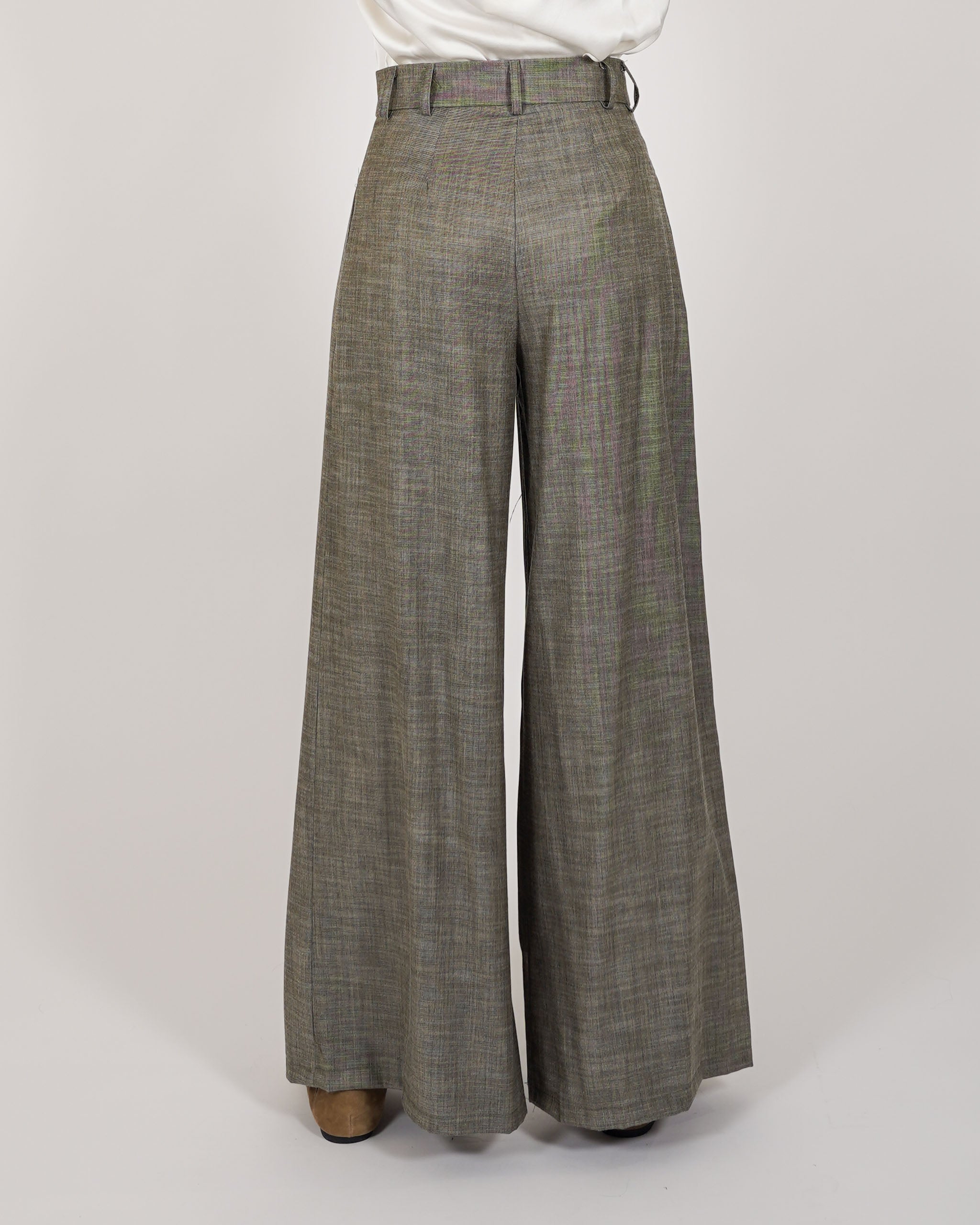 Pantaloni vita alta con pence e gamba larga in ecofibra - Formosa