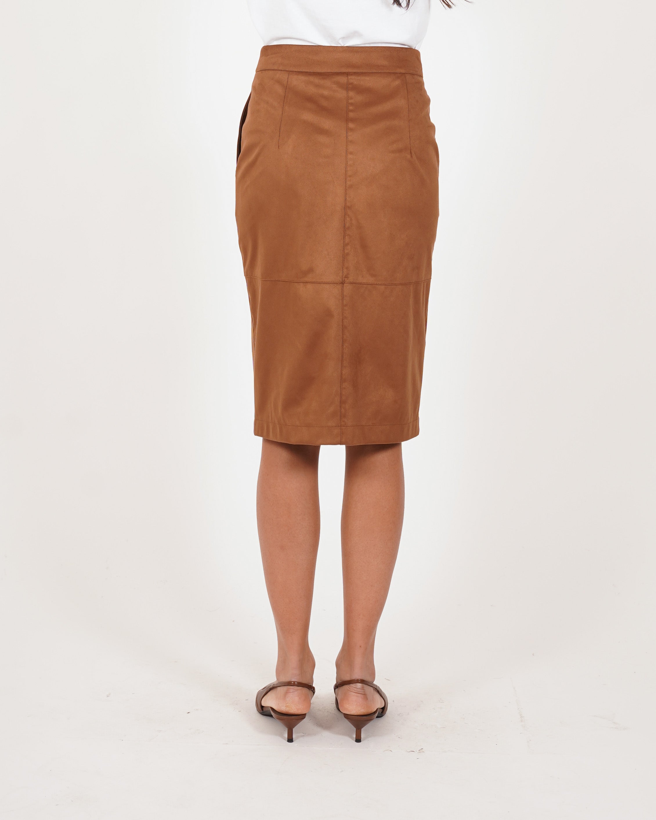 Gonna longuette con spacco in ecocamoscio - Quasar