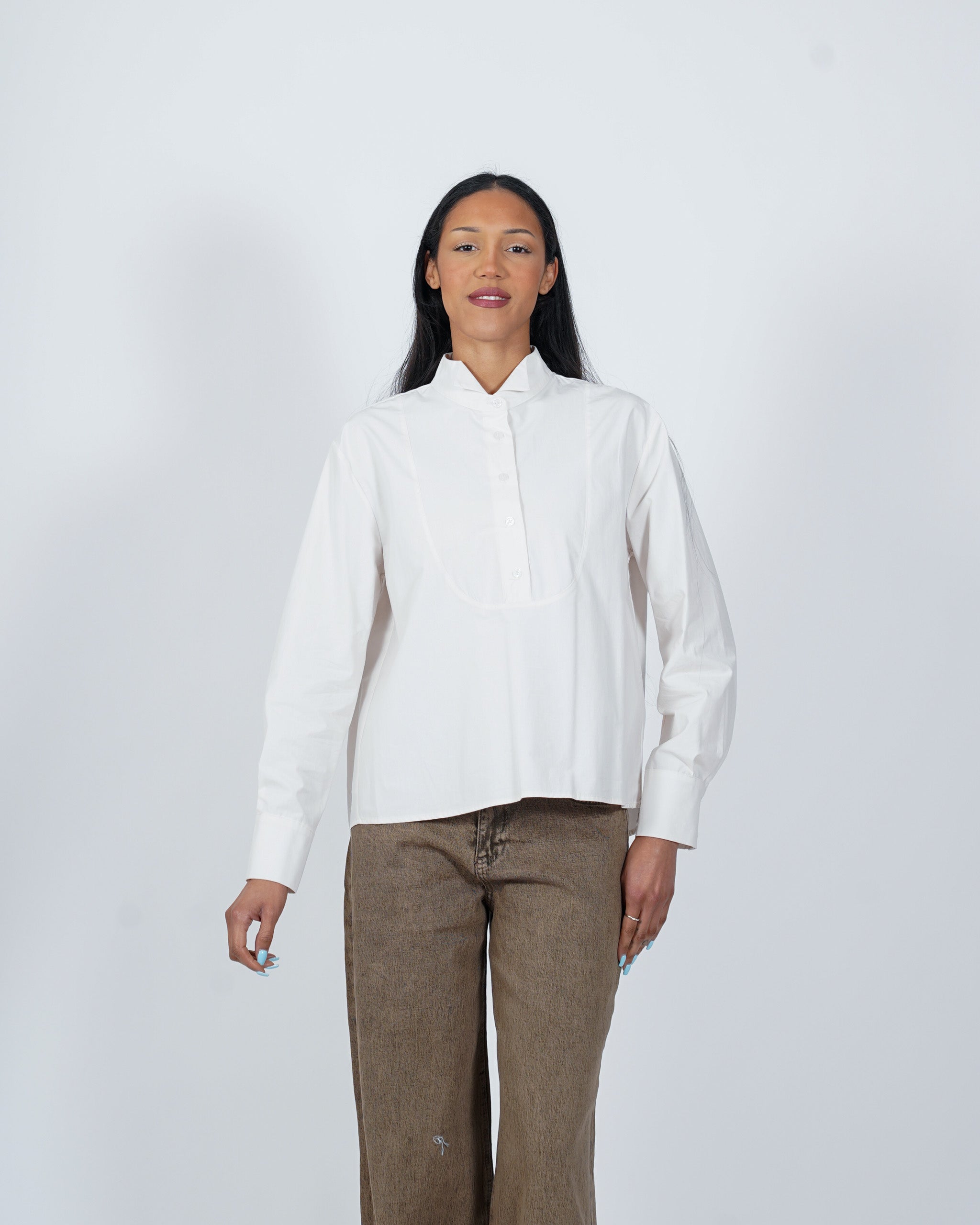 Camicia con dettagli frontali in cotone - Nebulosa