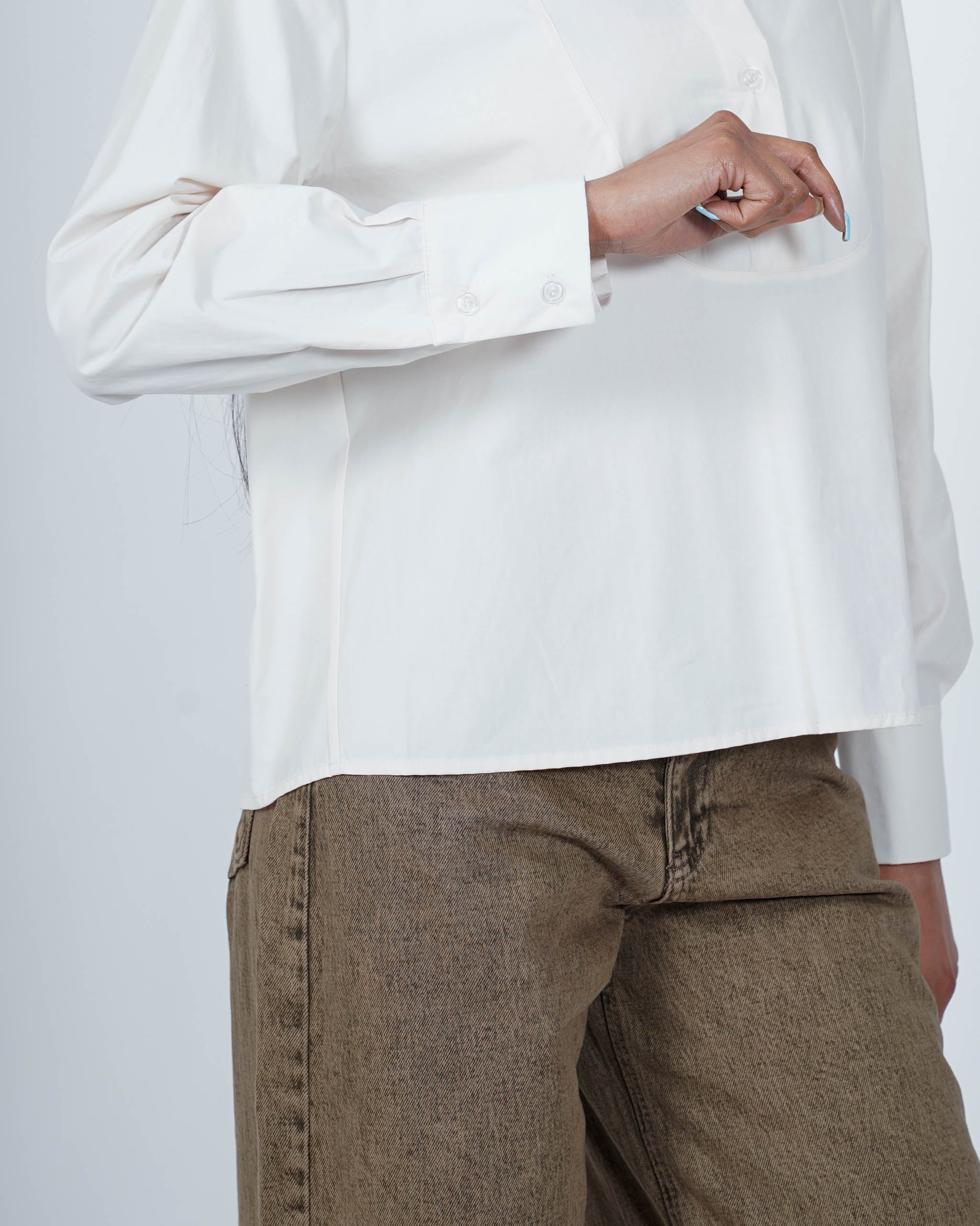 Camicia con dettagli frontali in cotone - Nebulosa