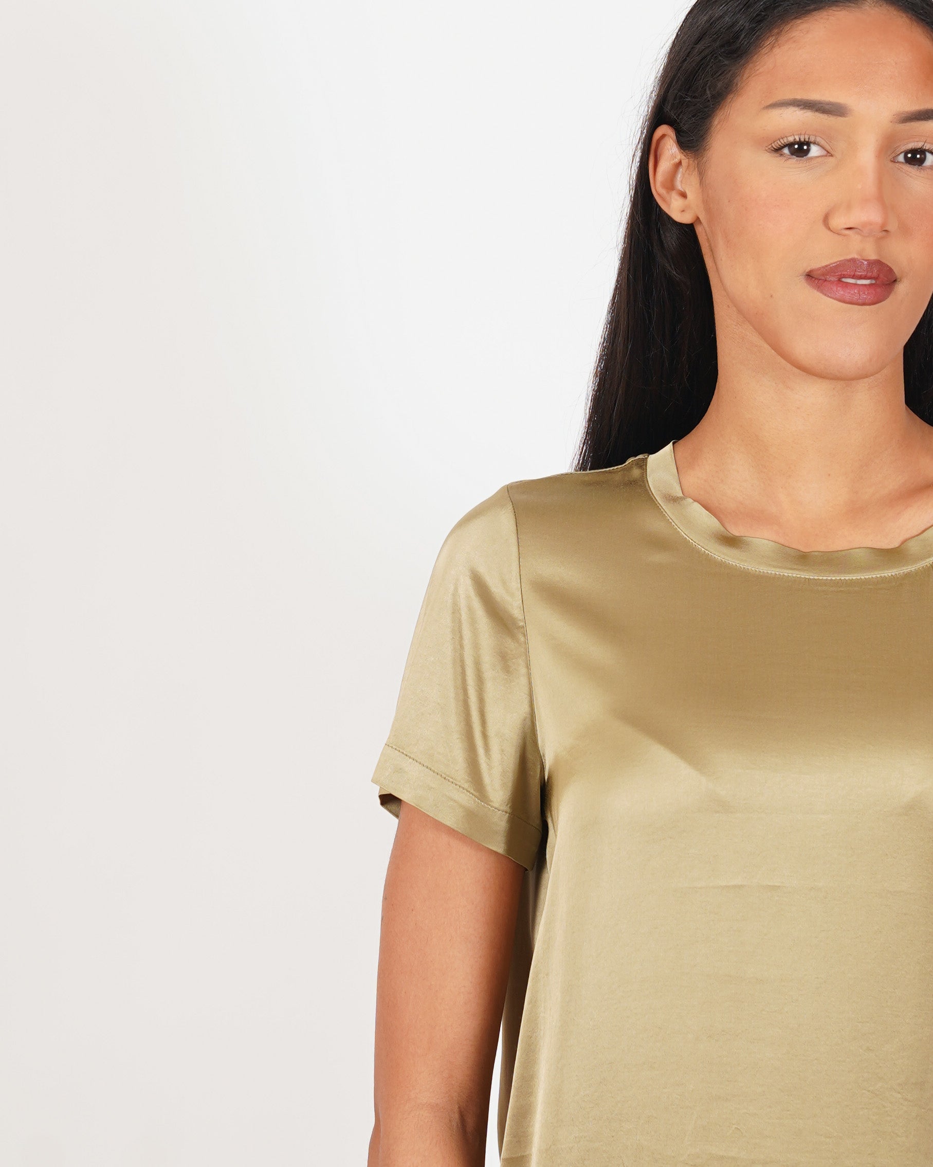 Blusa girocollo mezza manica in raso - Rewill
