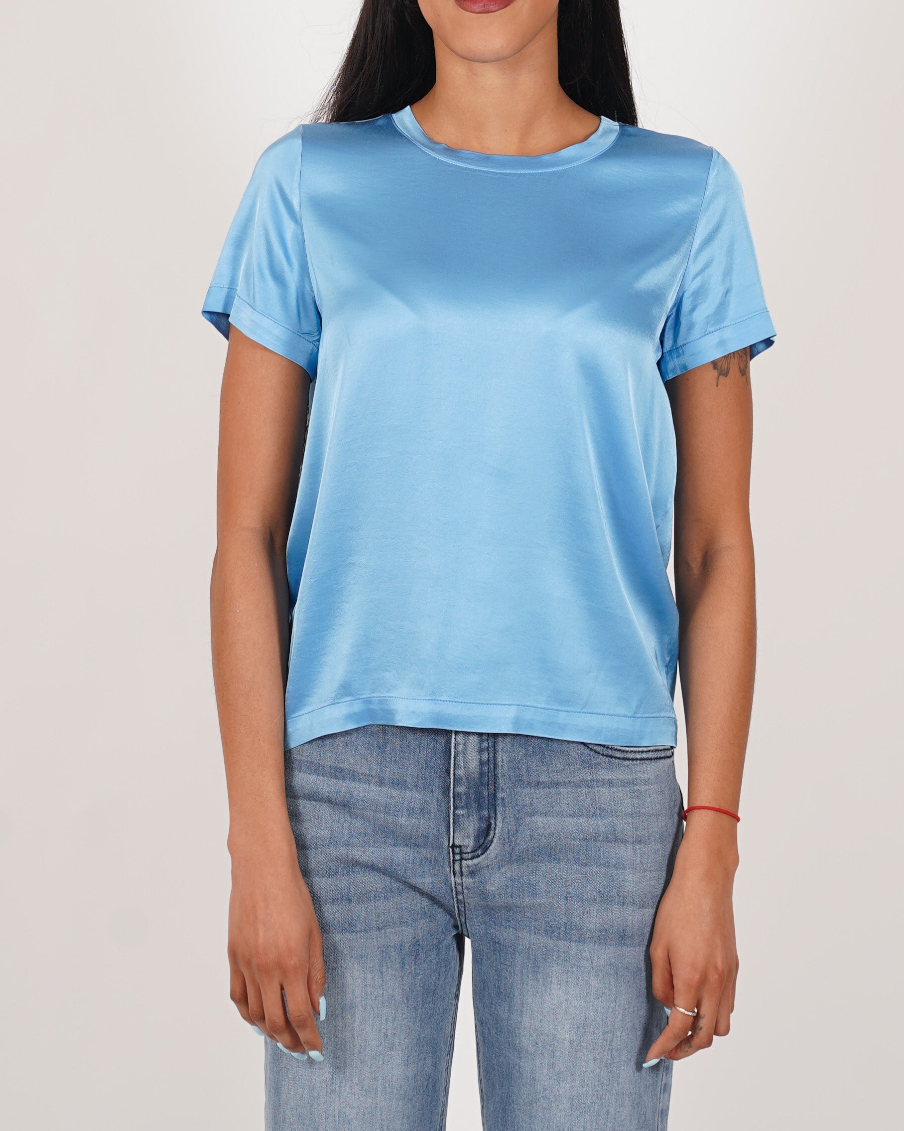 Blusa girocollo mezza manica in raso - Rewill