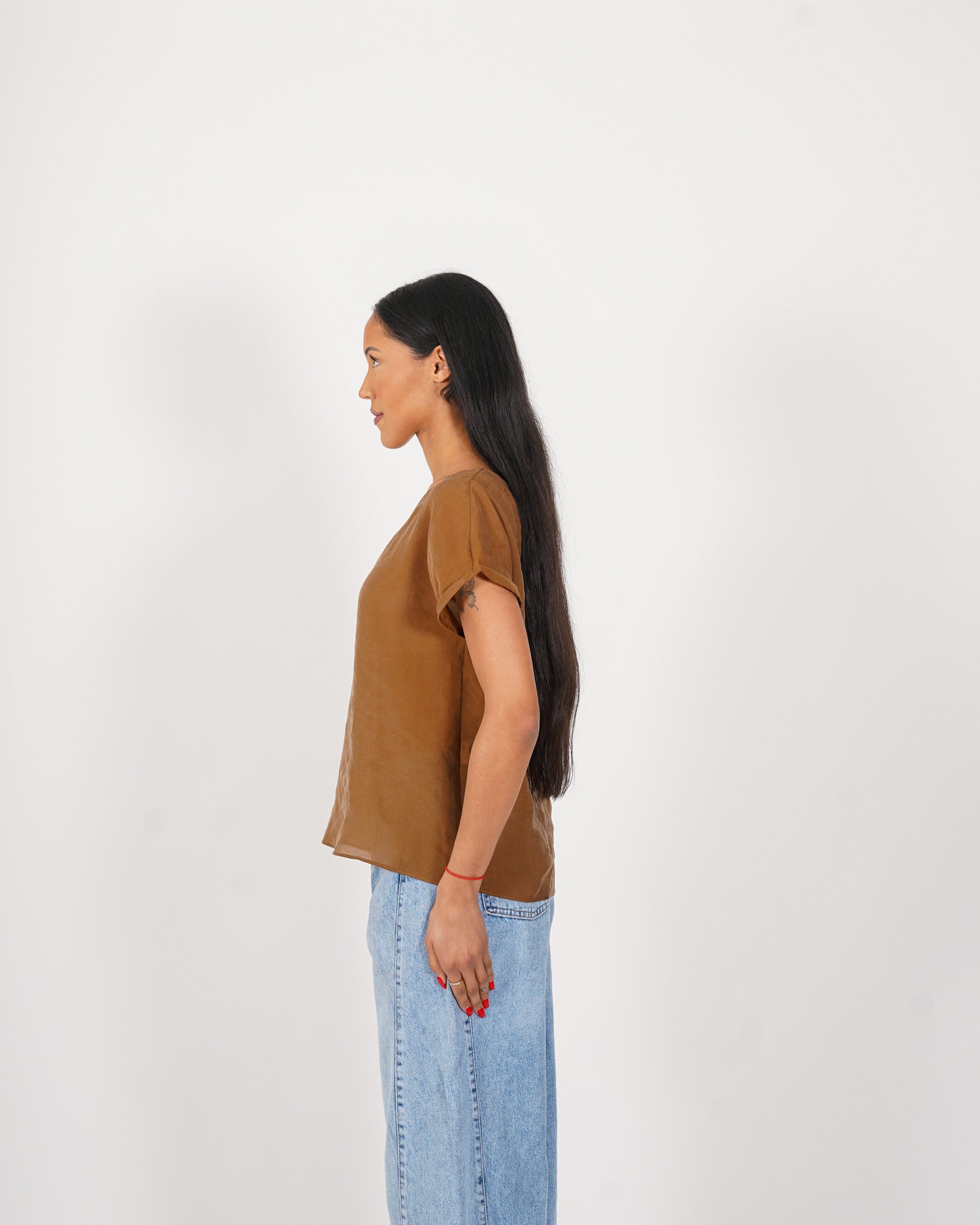Shirt scollo a v in tessuto lyocell - Bartola