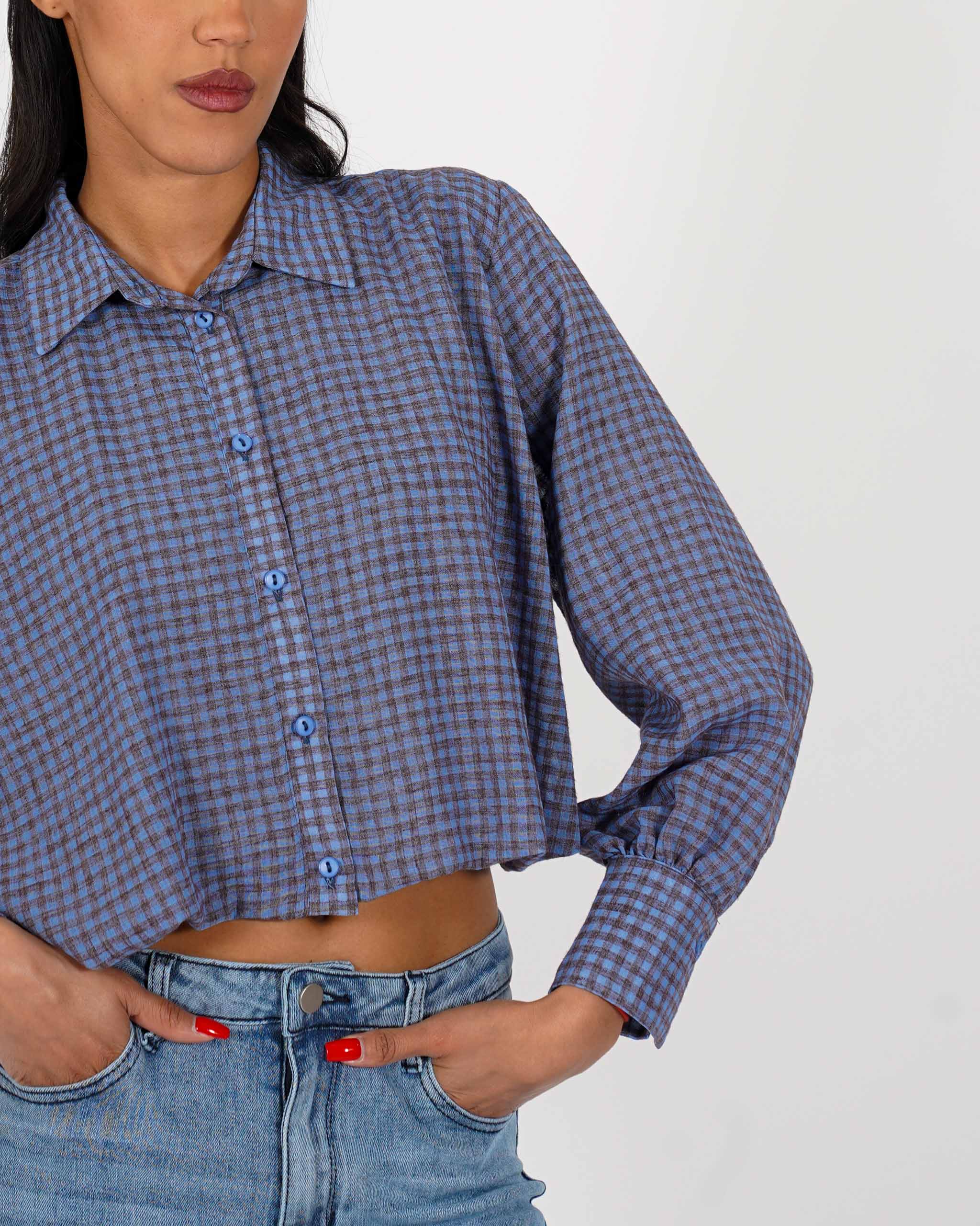 Camicia cropped stampa quadri - Bengasia