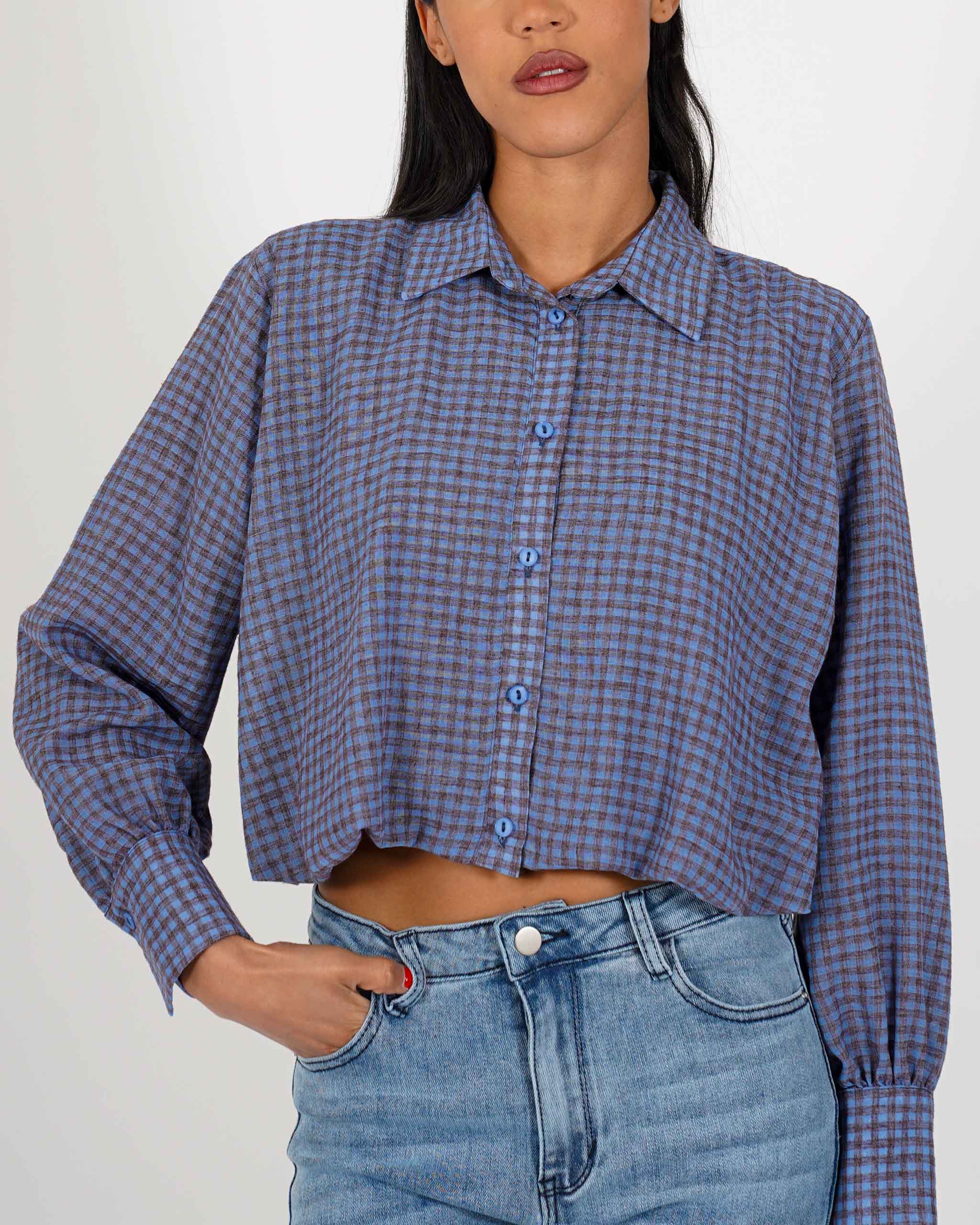 Camicia cropped stampa quadri - Bengasia