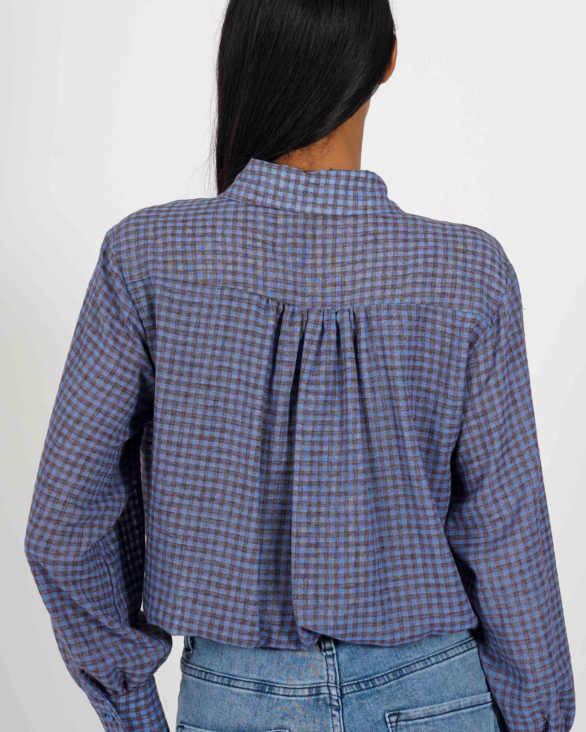 Camicia cropped stampa quadri - Bengasia