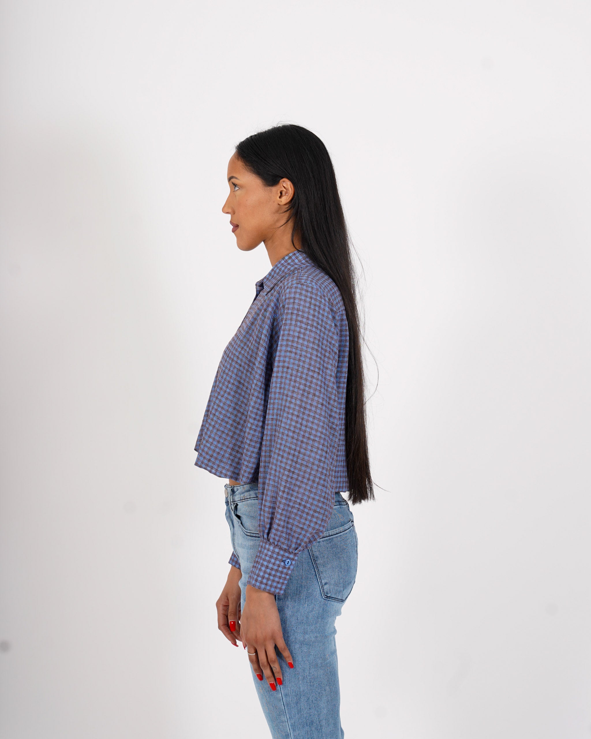 Camicia cropped stampa quadri - Bengasia