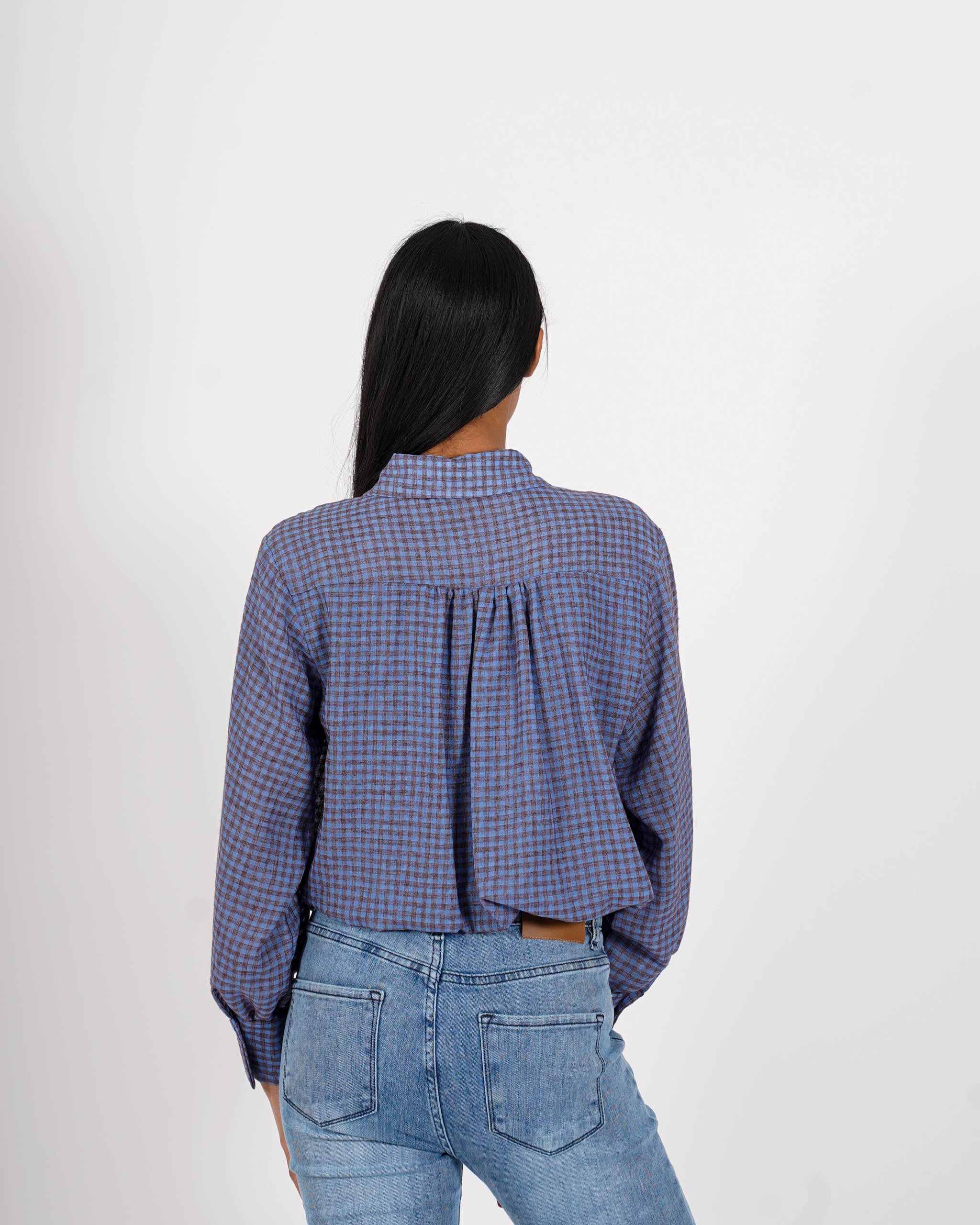 Camicia cropped stampa quadri - Bengasia